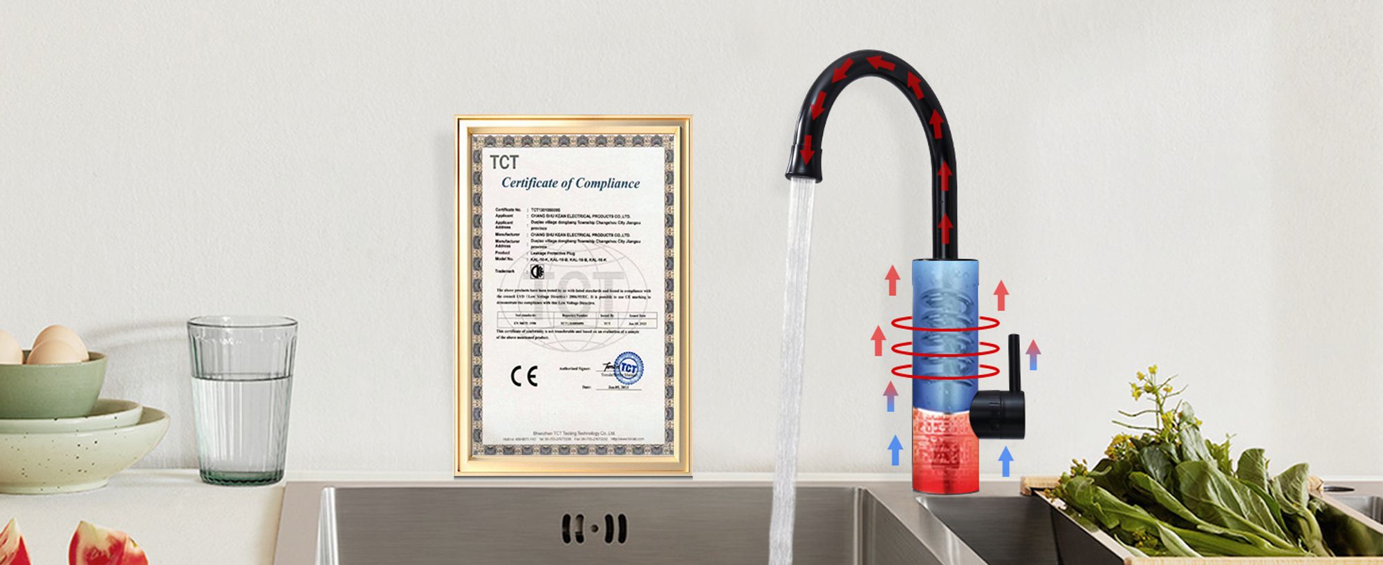 Homelody Elektrische Küchenarmatur mit Durchlauferhitzer, Smart Heater Spültischarmatur 360° drehbar, Schwarz Wasserhahn mit LED Temperaturanzeige