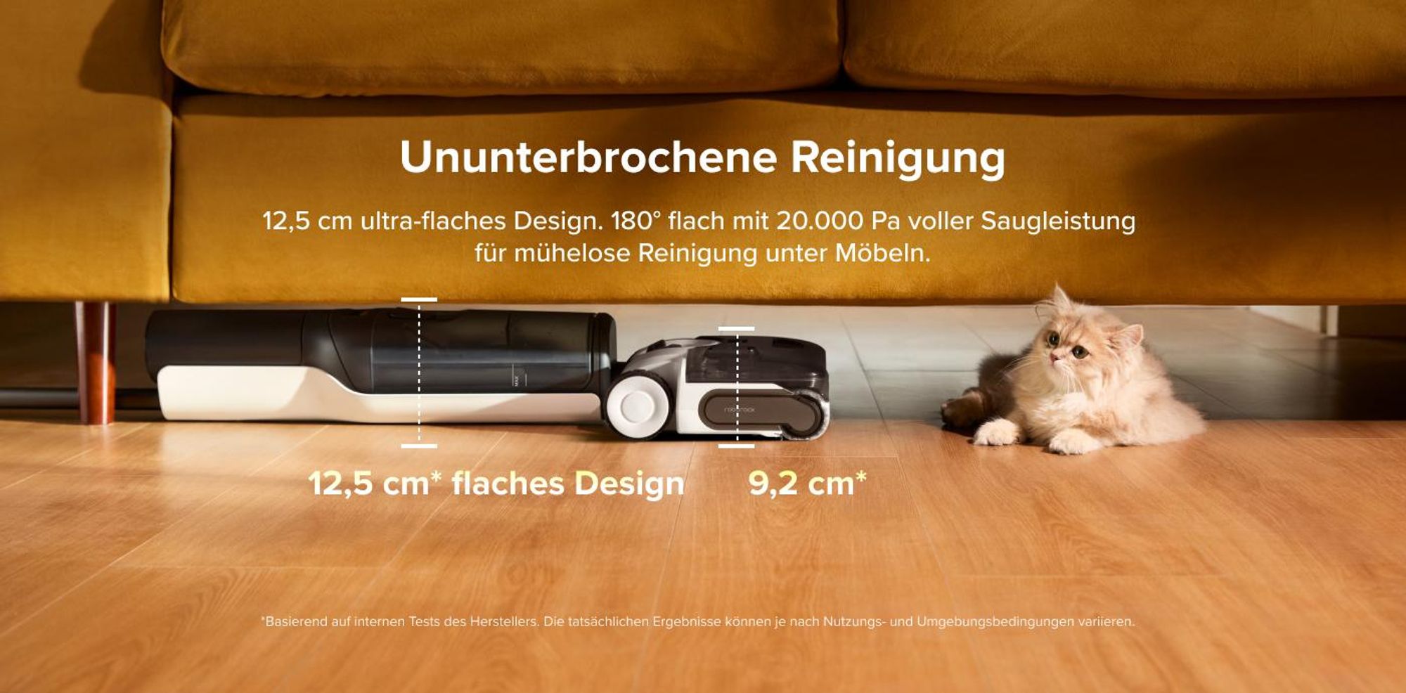 Roborock F25 LT Gen 2 Nass Trockensauger, 20.000 Pa, 60 Min Laufzeit 180° Lay-Flat Saugwischer, 95°C Hochtemperatur Selbstreinigung, Anti-Tangle