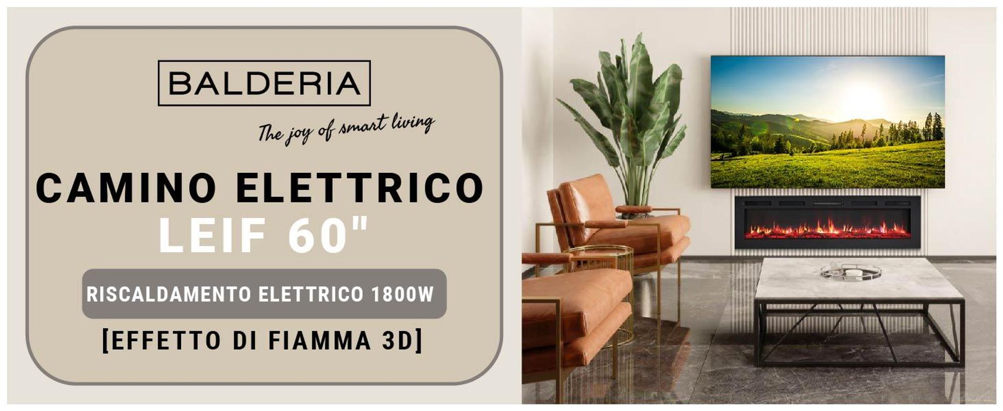 Camino elettrico BALDERIA Leif 60 - 2in1 - nero