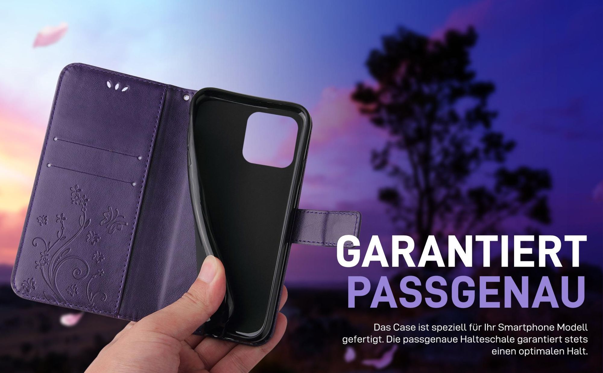 Violette Klapphülle für Apple iPhone 11 mit präziser Passform und sicherem Halt