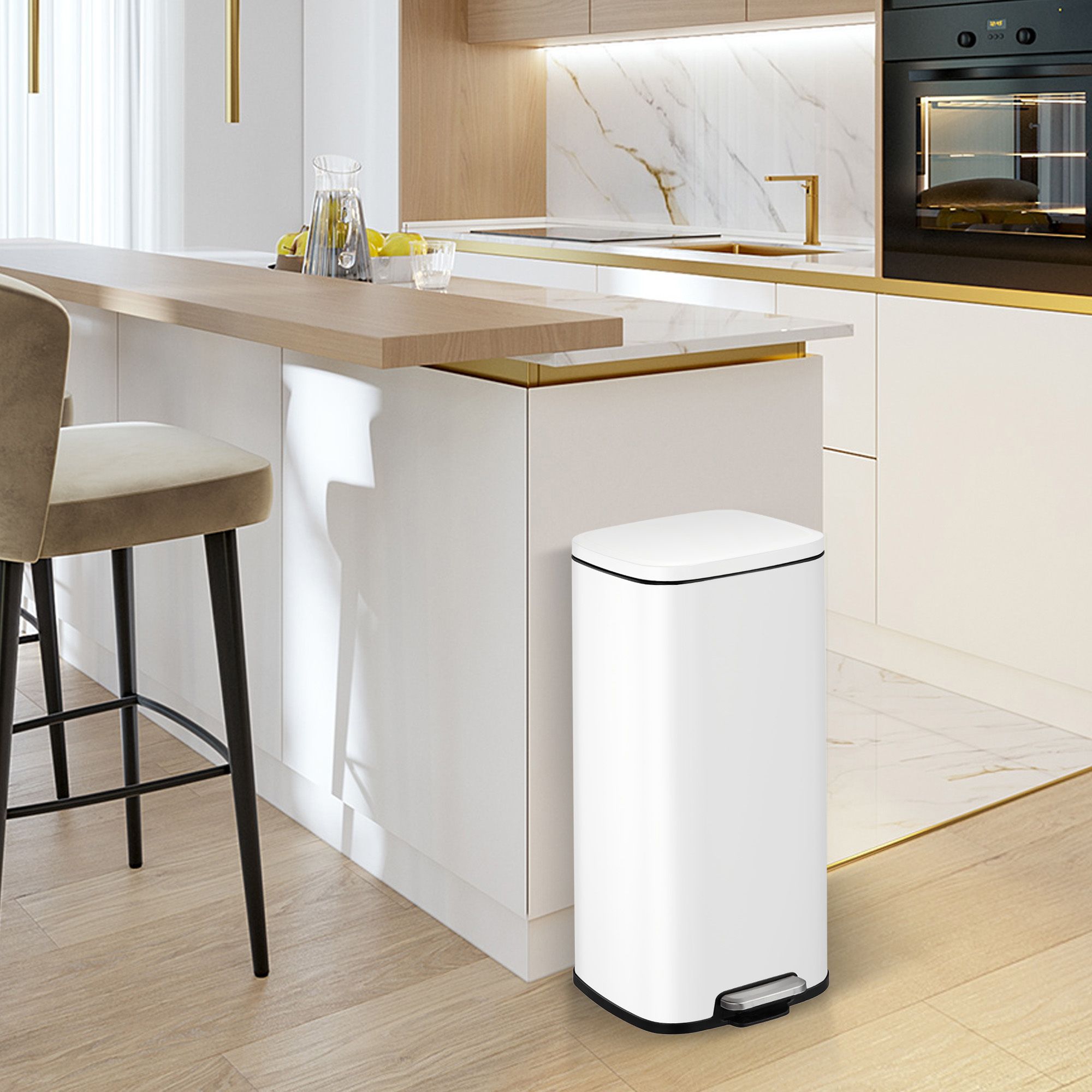 EKO - Stella Treteimer 30 Liter - Stainless steel Plastic  - Weiß