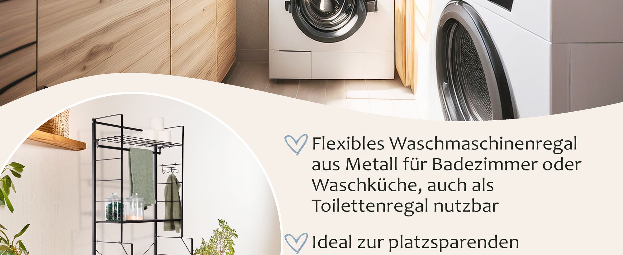 ONVAYA® Waschmaschinenregal ǀ schwarz ǀ mit Kleiderstange und 4 Haken ǀ ideal über Waschmaschine, Trockner oder WC ǀ Toilettenregal aus Metall