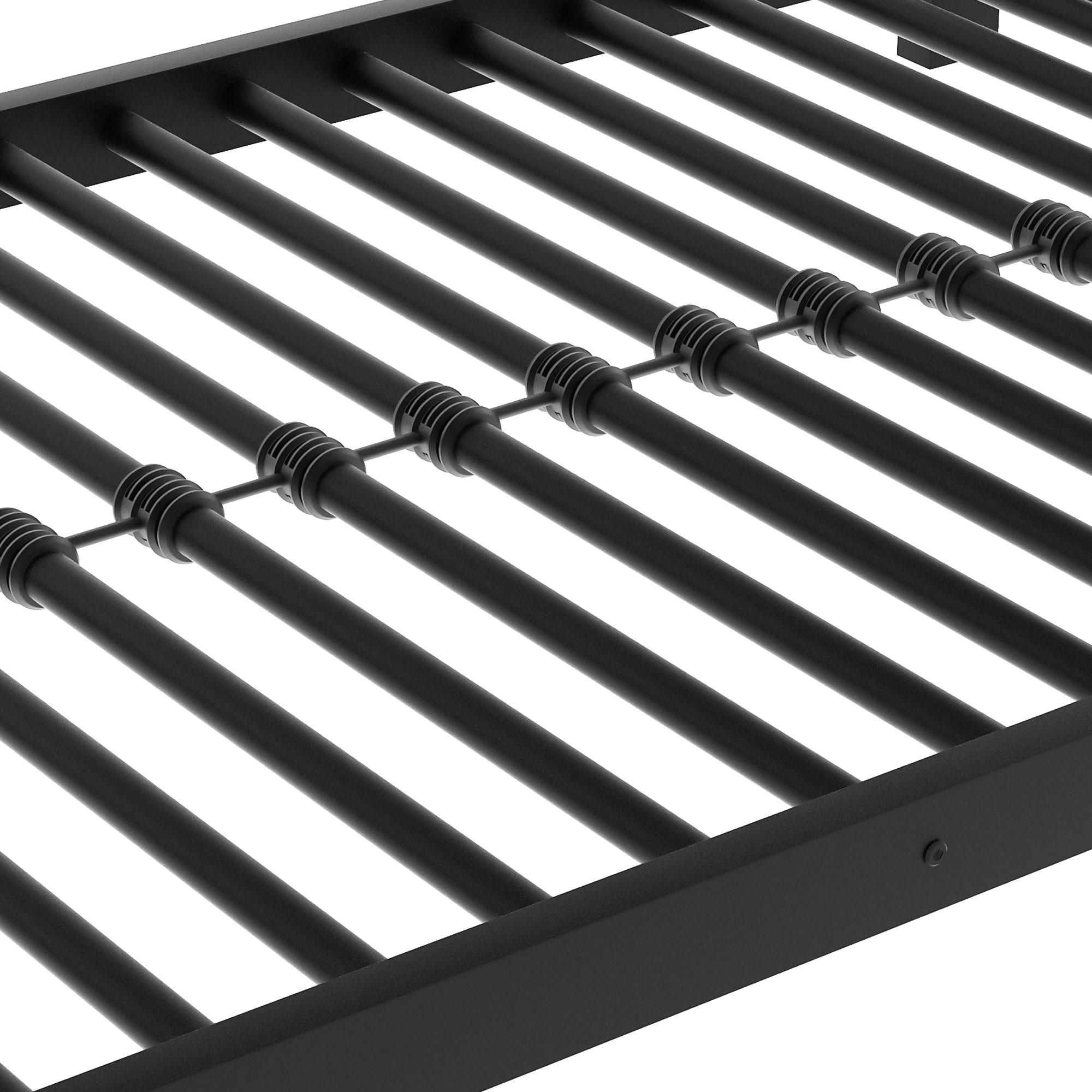 Merax Etagenbett 90x200cm mit Rausfallschutz und Lattenrost, Metallbett Dreierbett Kinderbett Einzelbett Hochbett mit Leiter und Metallrahmen, Schwarz
