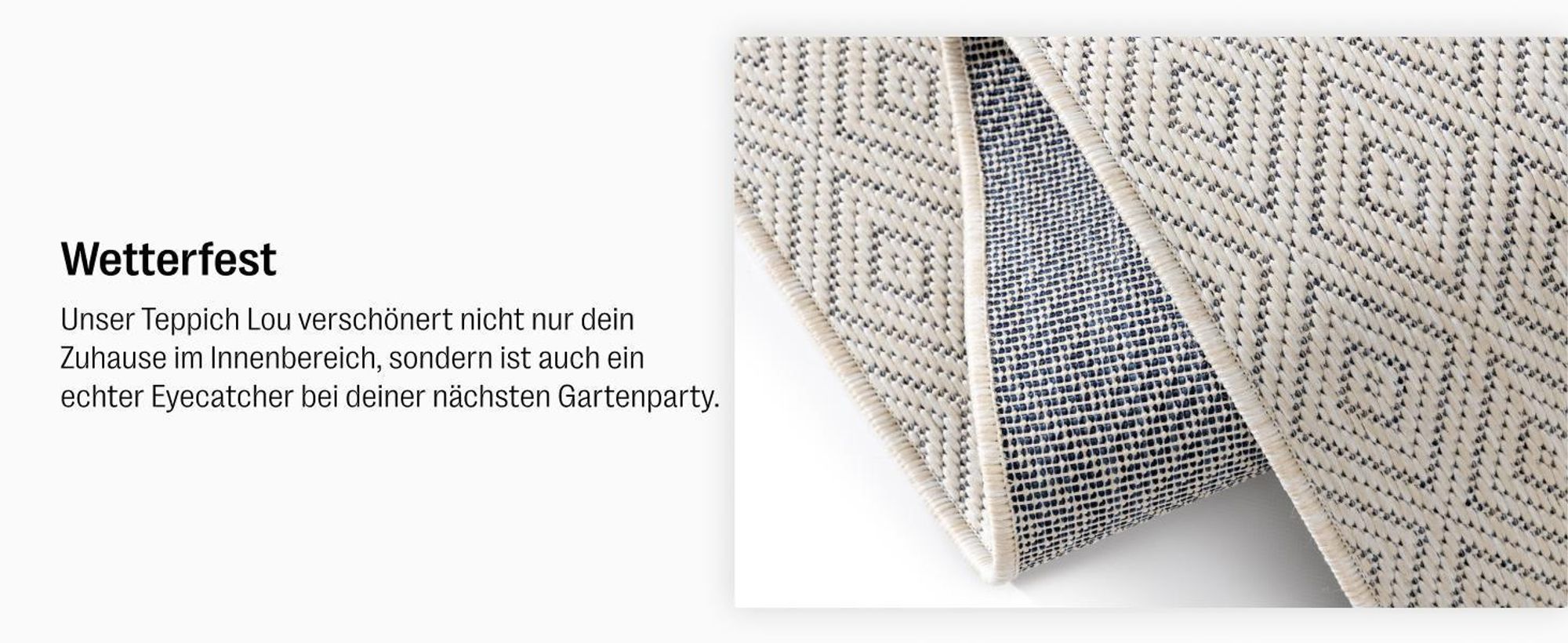 benuta In- & Outdoor Teppich Lou Weiß 140x200 cm Teppich Wohnzimmer Outdoorteppich Rechteckig Muster Modern Kurzflor Skandinavisch