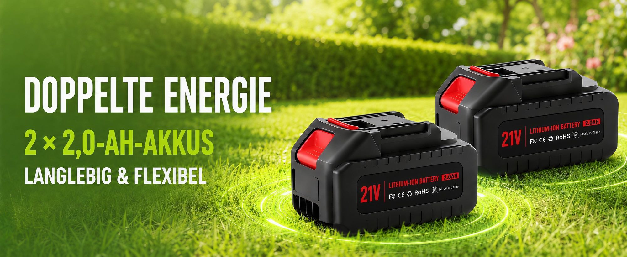 3-in-1 Akku Heckenschere,110°drehbarer Kopf,Elektrische Heckensche mit 2×2000mAh Akku,LCD-Display,Doppelter Sicherheitsschalter,Teleskopstange,Silber