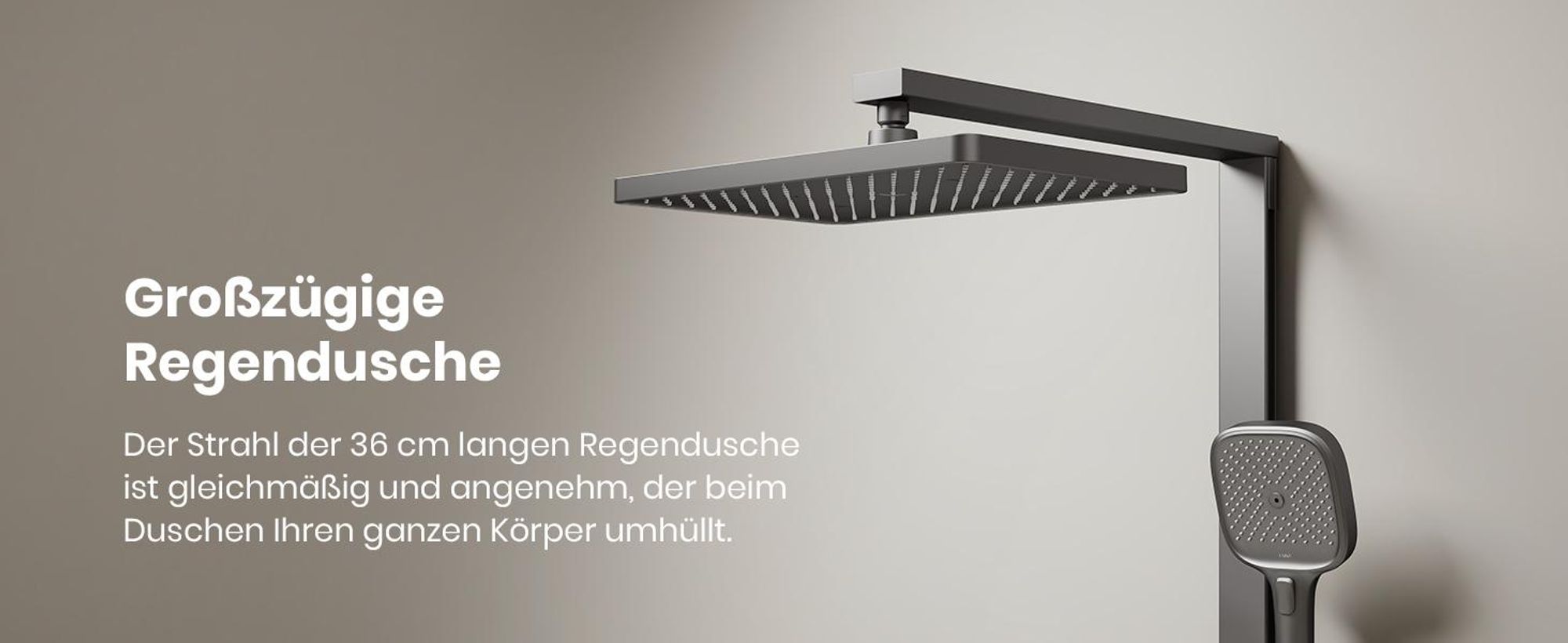 EMKE® Duschsystem mit Thermostat Matt Anthrazit mit Kinderdusche, Digitalanzeige & Chlorfilter 4 Ausgänge Familienfreundlich Duschsäule F23