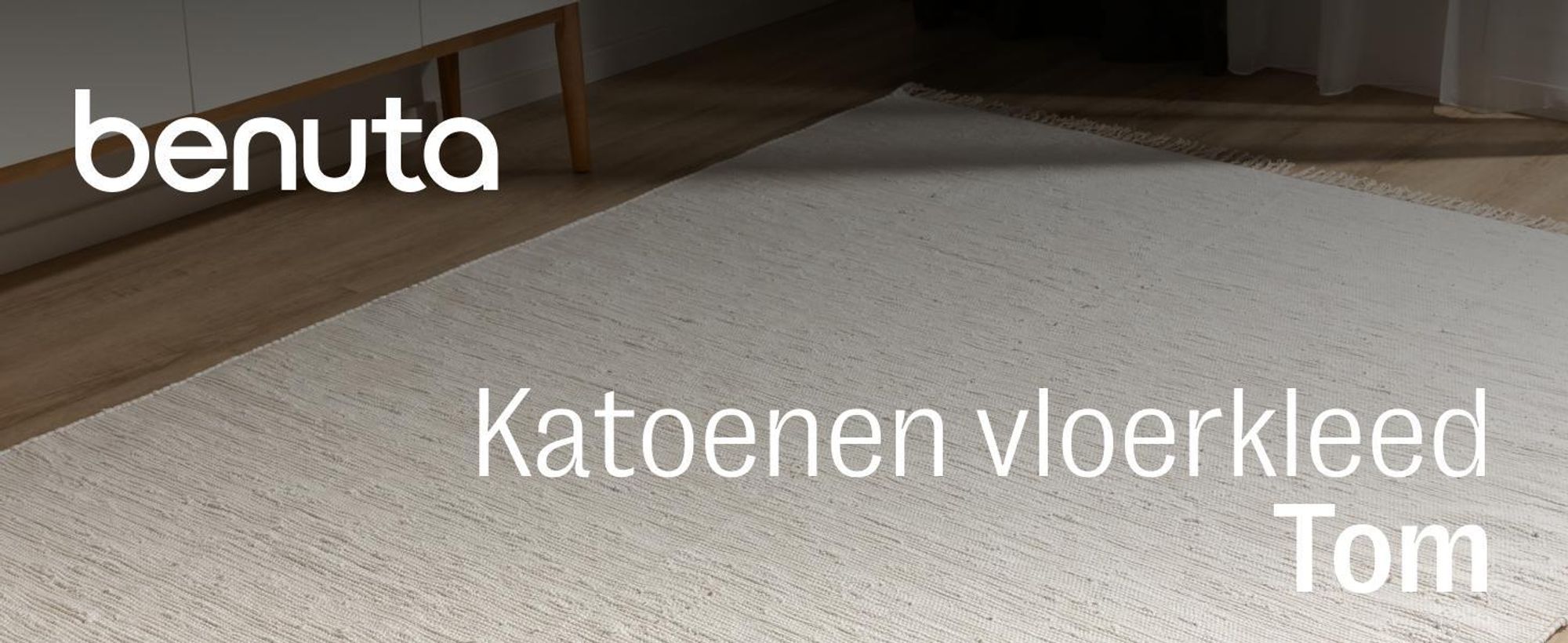 benuta vloerkleed van katoen Tom Zwart/Wit 70x200 cm Loper Scandinavisch vloerkleed woonkamer katoen rechthoekig