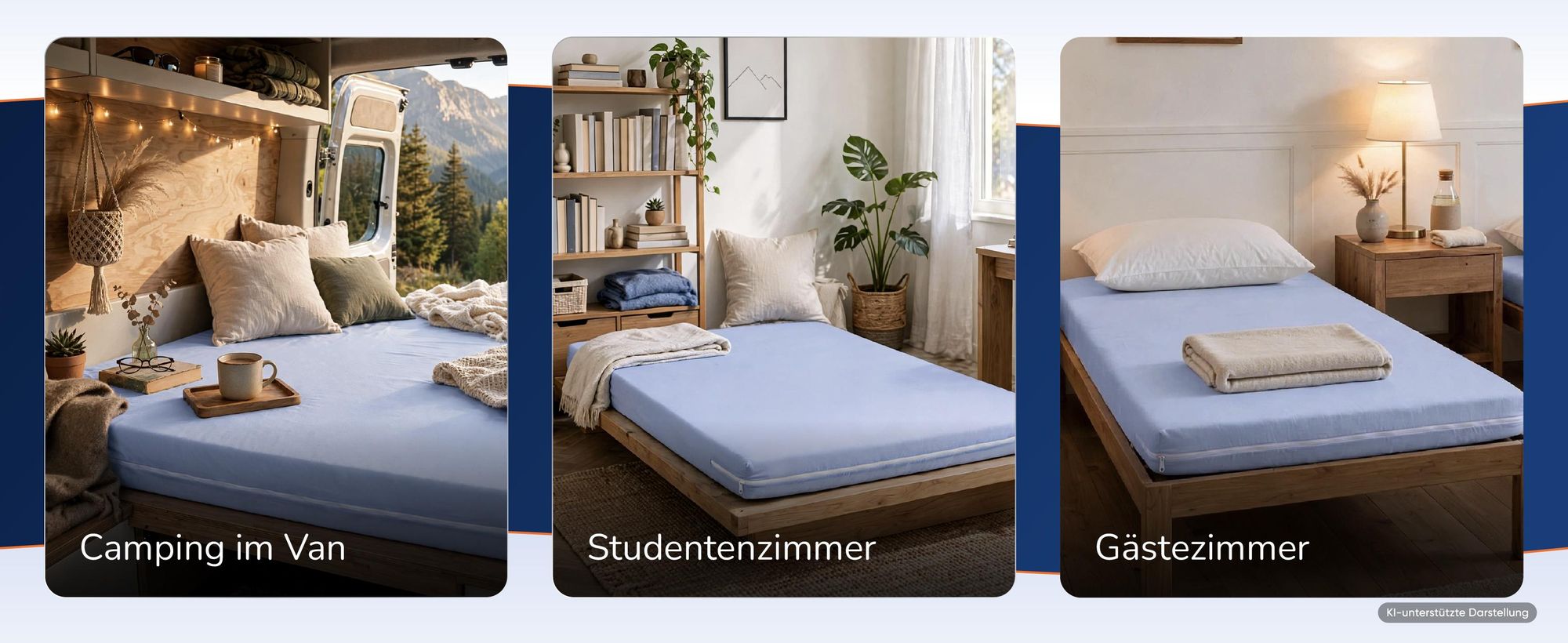 Rollmatratze im Einsatz: Camping, Studentenzimmer, Schlafzimmer, Gästezimmer
