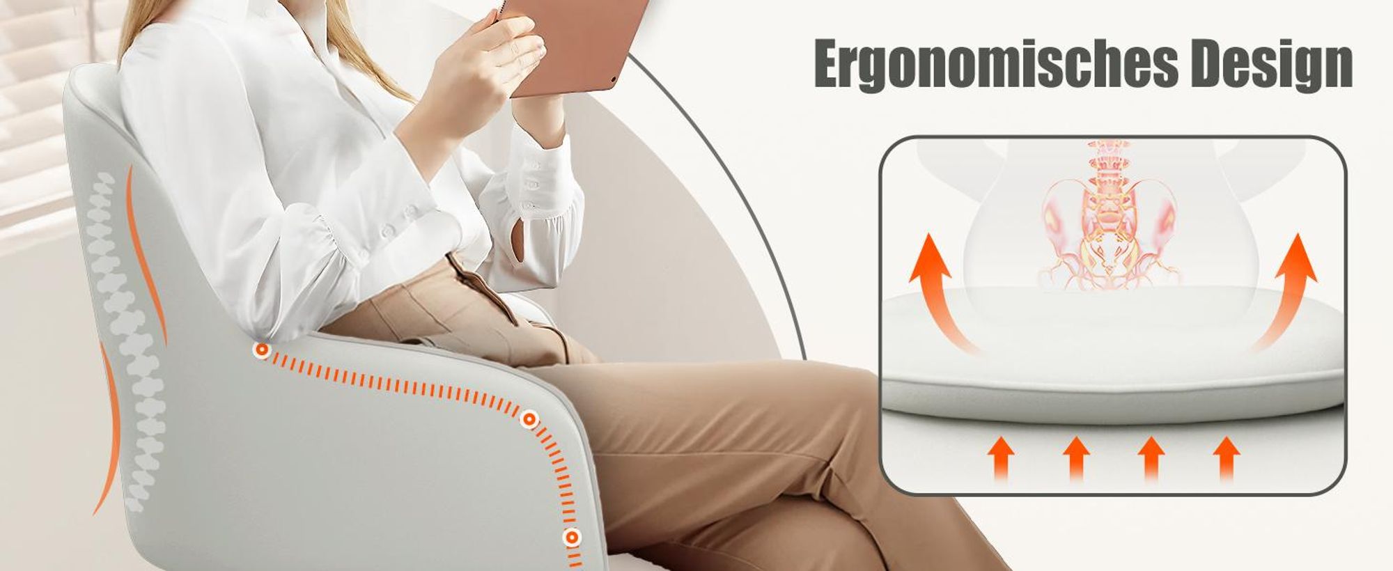 Portreen Bürostuhl, Drehstuhl,Homeoffice Stuhl,Schreibtischstuhl, bürostuhl ergonomisch, Chefsessel 150kg,Drehstuhl mit Rollen,Stuhl für Schminktisch