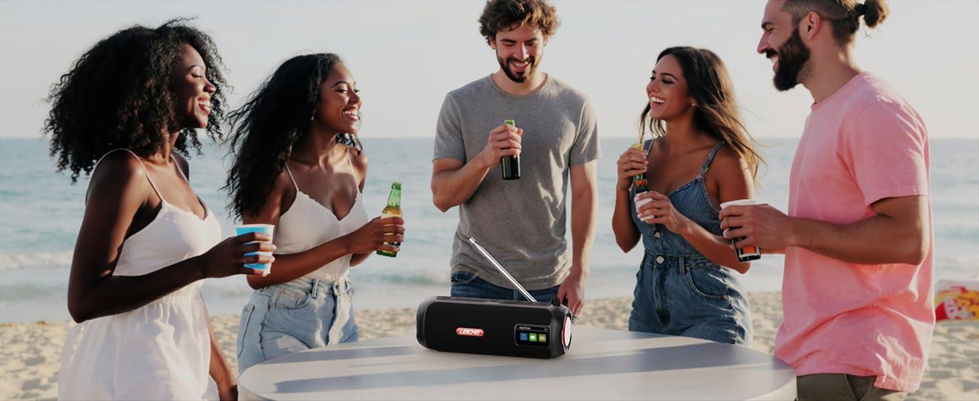 LEICKE DAB+ Radio Tube-Tragbarer Bluetooth Lautsprecher mit DAB+/FM, 4500mAh Akku, RGB-LED Lichter, 10W Stereo-Sound,Equalizer, Micro SD/AUX Anschluss