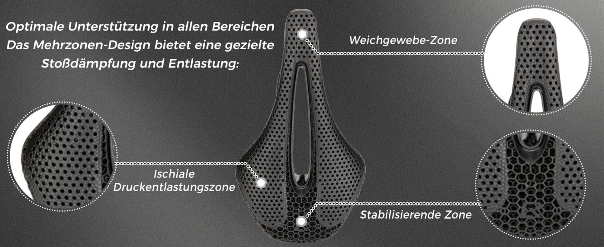 ROCKBROS Fahrradsattel 3D Druck Bequem Weich Carbon MTB Sattel Ergonomisch Für Herren Damen Rennrad Gravel E-Bike