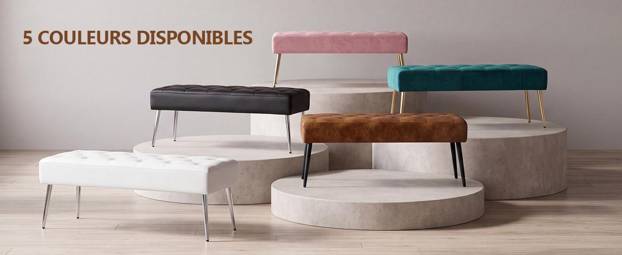 Banc de maquillage en velours simili cuir, couleur : vert, Matériau : velours