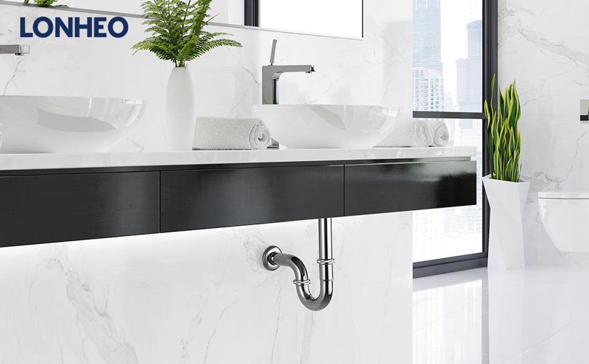 Design Siphon für Waschbecken G 1 1/4, Flaschengeruchsverschluss Röhrensiphon aus Edelstahl, P-Trap Abflussrohr mit Wandrosette für Bad Waschtisch
