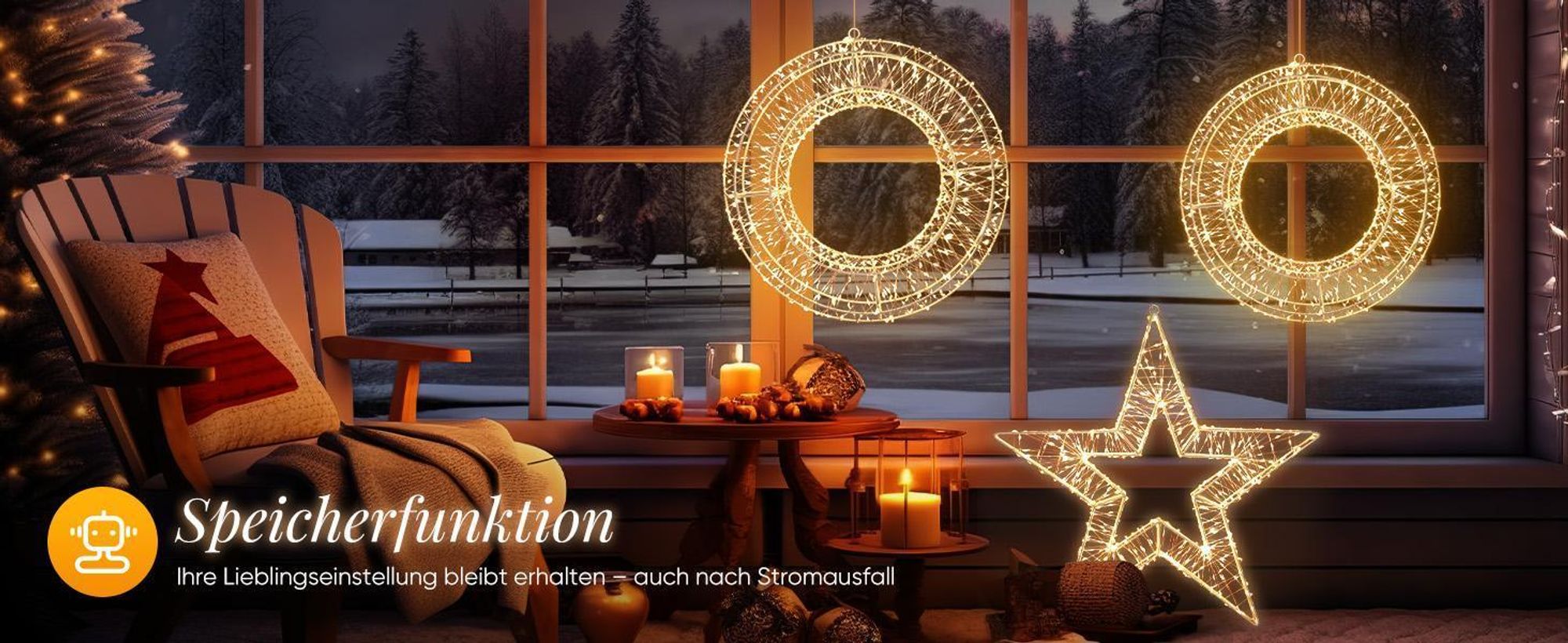 LED-Lichterkette LED Weihnachtskranz Ø45cm 720LEDs Hängekranz Weihnachtsdeko Fenster Lichterkranz Metall Türkranz Timer & Memory Innen/Außen Warmweiß