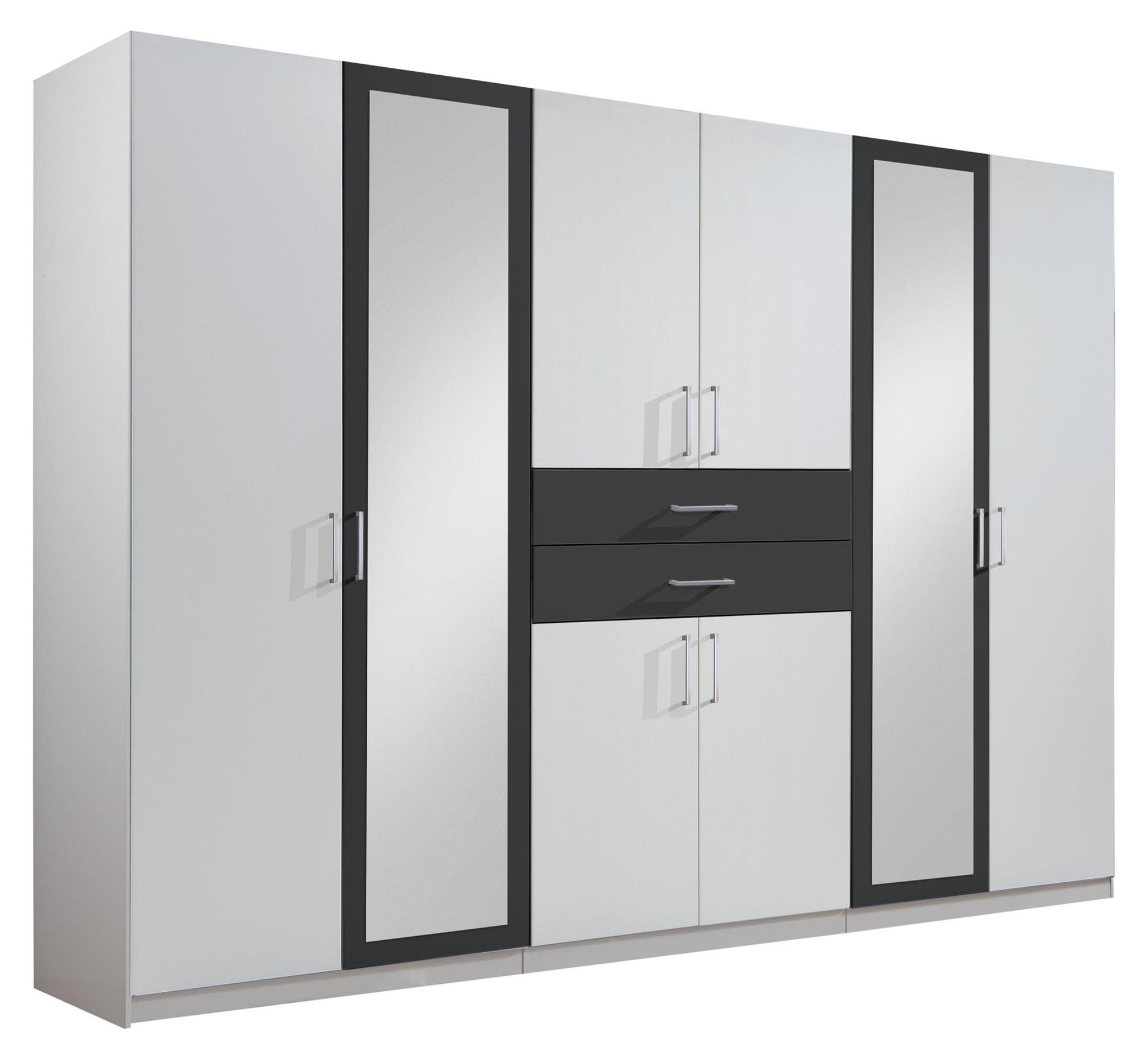 Kleiderschrank "Drugi II" – moderner Drehtürenschrank mit Spiegel und viel Stauraum