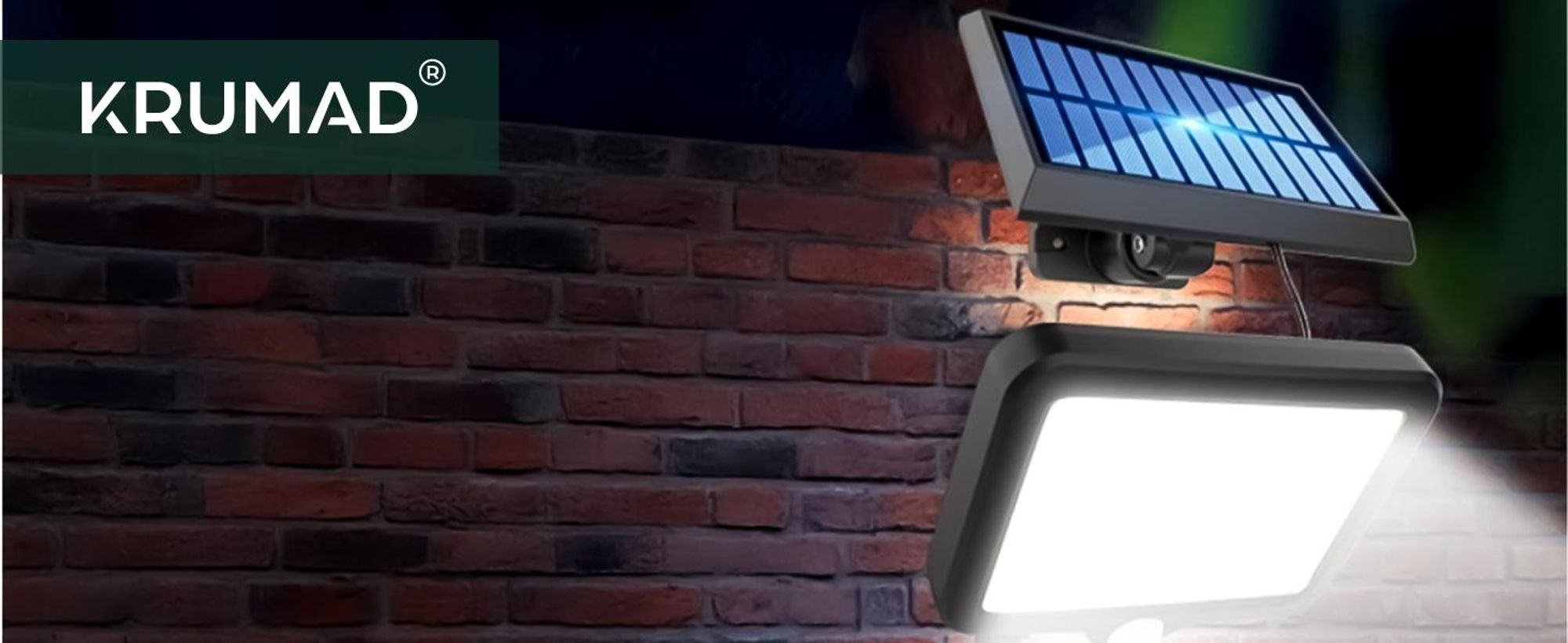 KRUMAD Solarleuchte Außen 120 COB 400 lm mit Bewegungsmelder & Dämmerungssensor, 3 Modi, IP65, Fernbedienung, Solarpanel mit 5 m Kabel