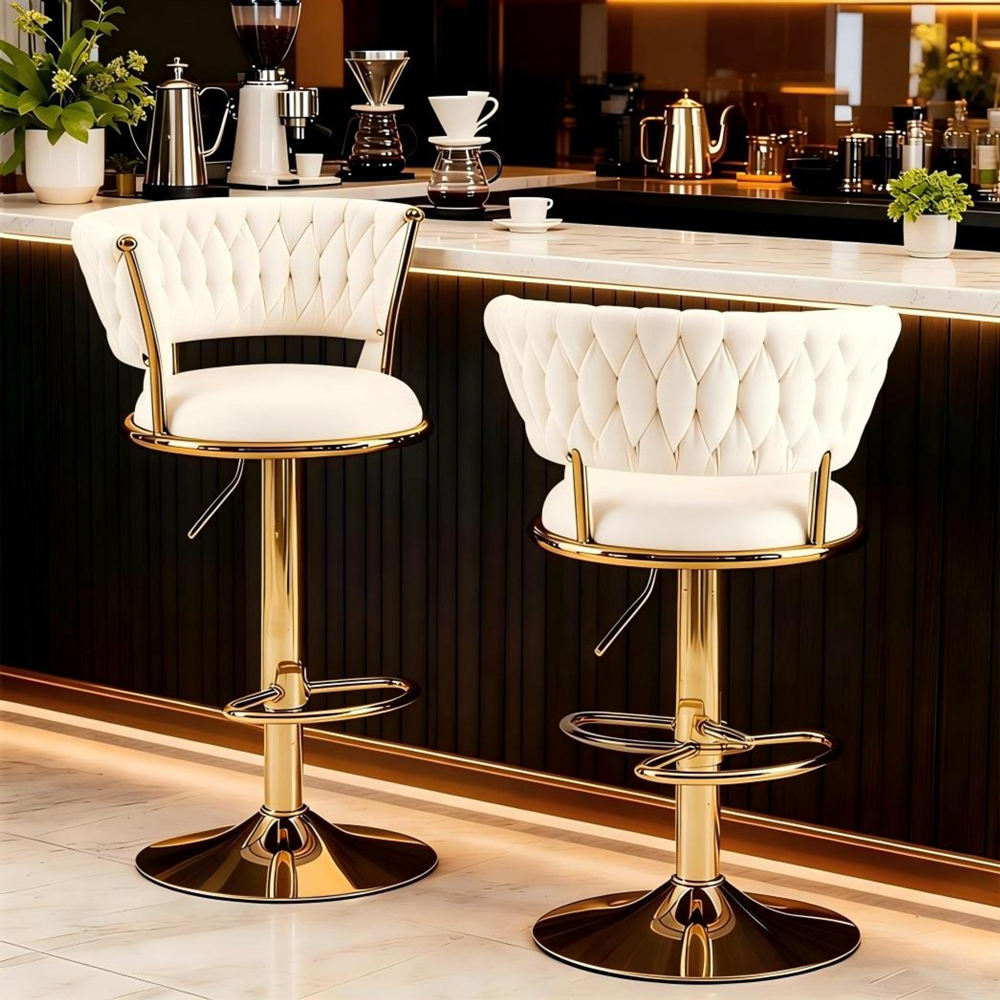 2er Barhocker Barstuhl Höhenverstellbar Tresenhocker Küchenhocker Esszimmerstuhl, Beige