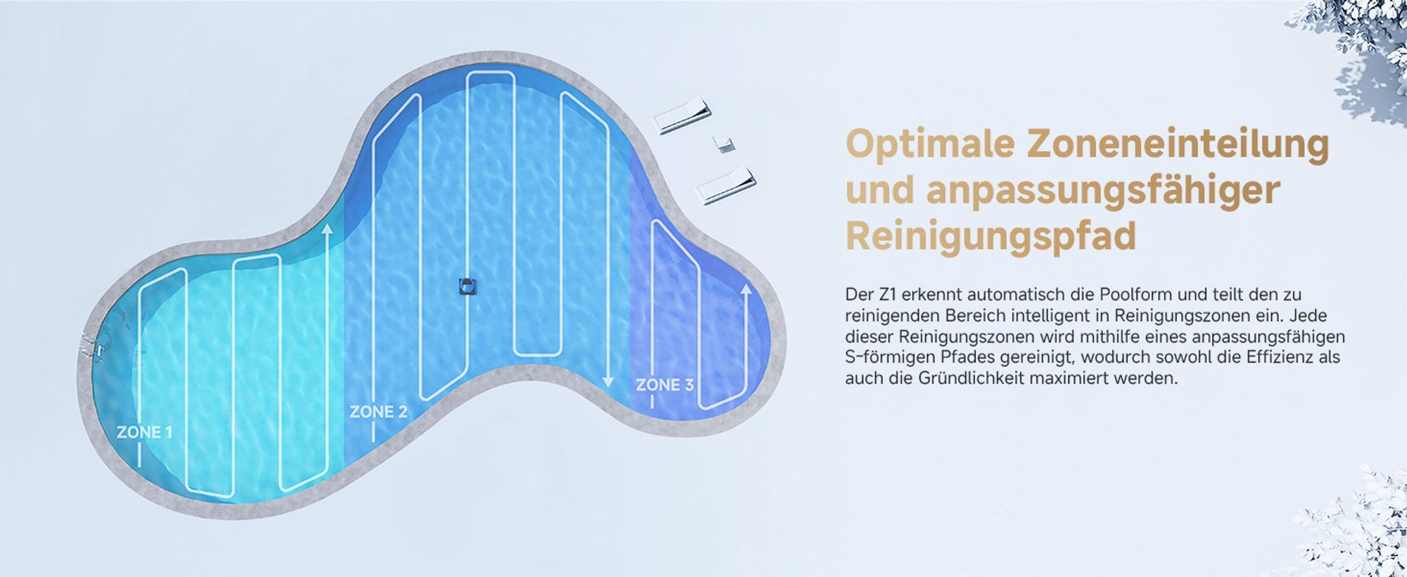 DREAME Poolroboter Z1, Hightech-Poolerkennung & Pfadplanung, hohe Saugleistung, Poolboden, Wand- & Wasserstandslinienreinigung, für Pools bis 180 ㎡