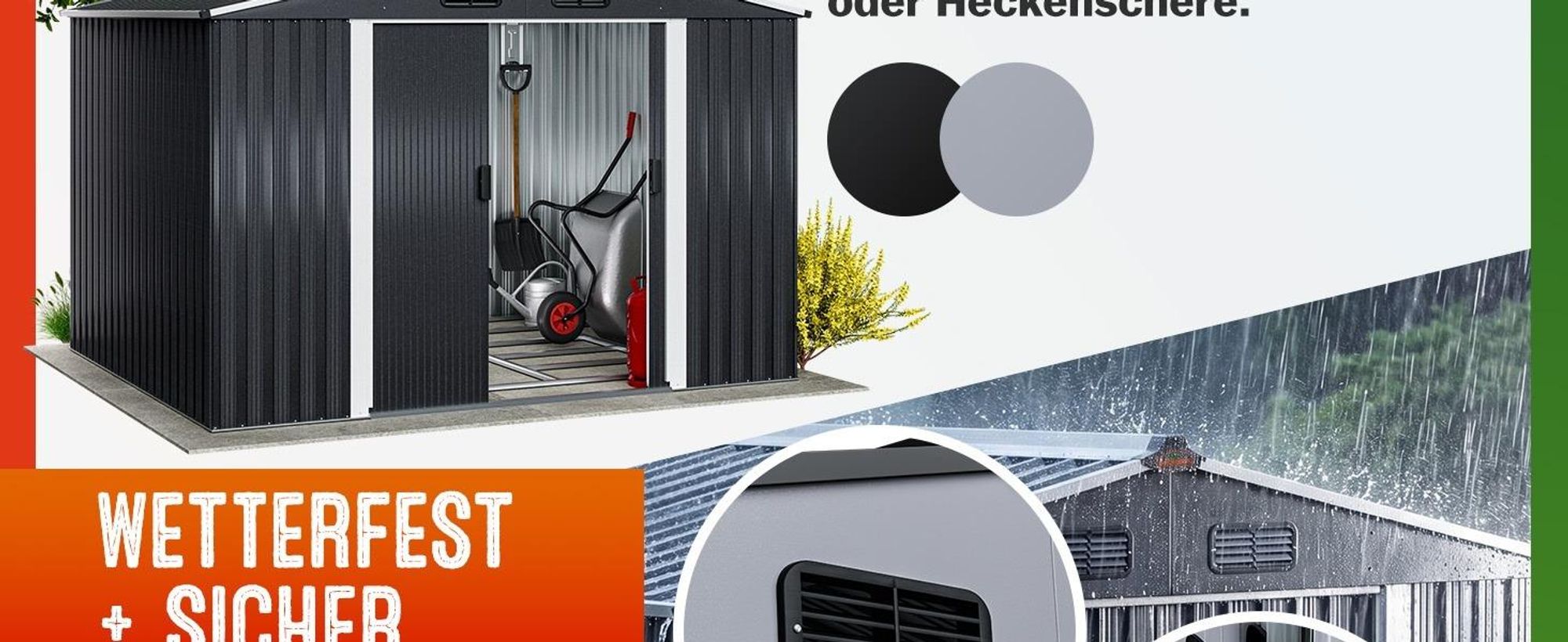 GARDEBRUK Gerätehaus XXL Metall 9m³ mit Fundament