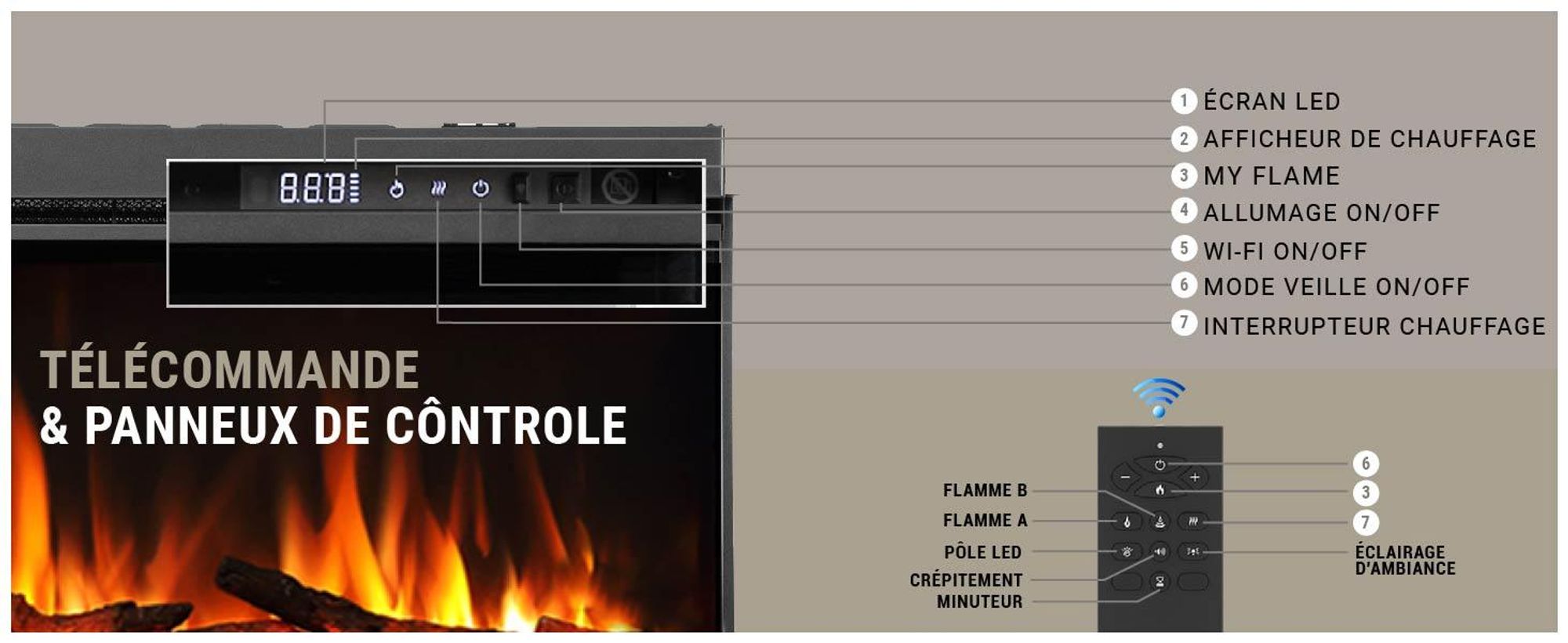 Cheminée électrique encastrable BALDERIA Athena 60 – Puissance de chauffage jusqu'à 1 500 W, noire