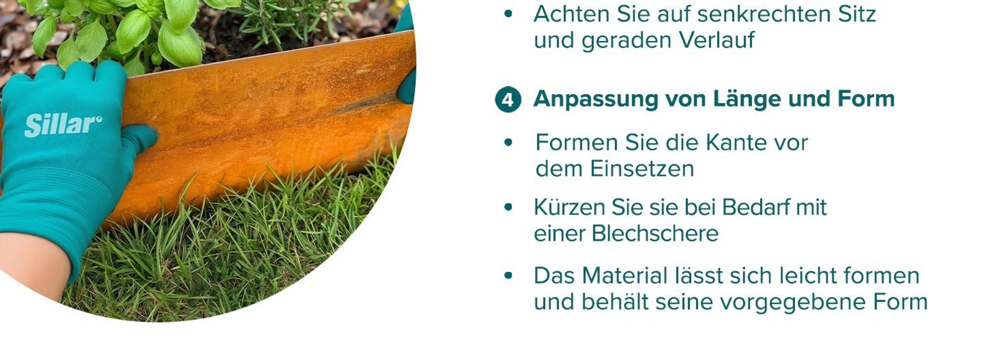 Sillar Rasenkante Metall 10m x 14cm – Flexible Beeteinfassung aus Stahl mit natürlicher Patina