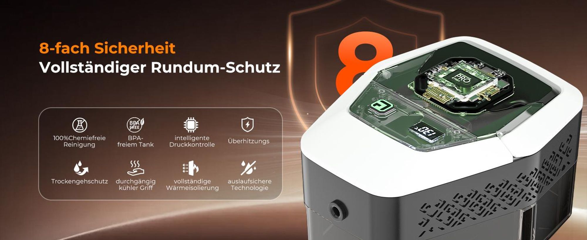 2500W Natürlicher Dampfreiniger mit Druck für mehrere Oberflächen, 16-IN-1 Handdampfreiniger, Mehrzweck-Dampfgarer für den Heimgebrauch, zur Reinigung