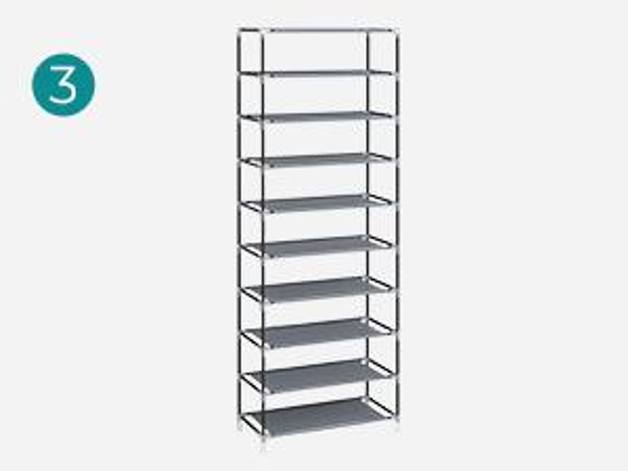 SONGMICS Schuhschrank 10 Ebenen Schuhregal 160x58x28 cm grau
