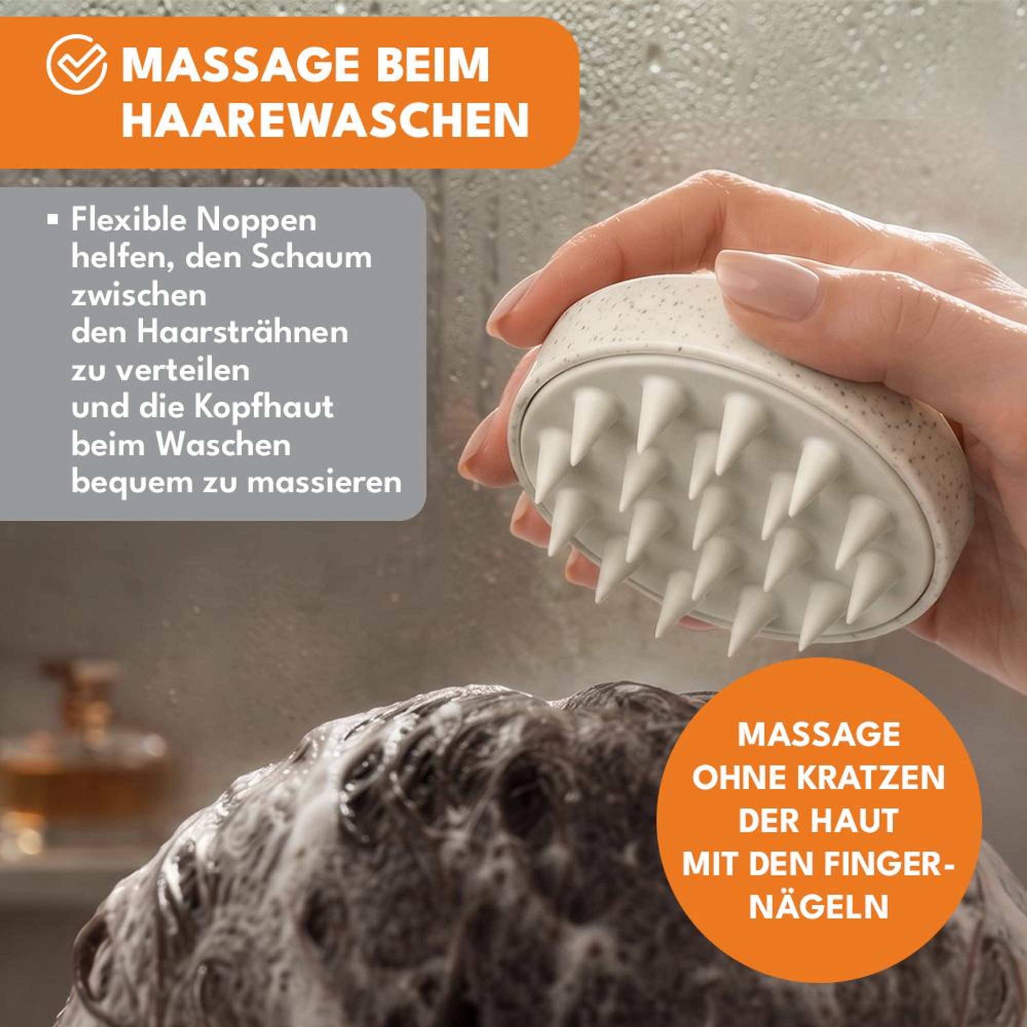 KRUMAD Kopfhaut Massagebürste Silikon, Scalp Massager für Haarwäsche und Peeling, Kopfhautbürste für alle Haartypen, Shampoo Bürste