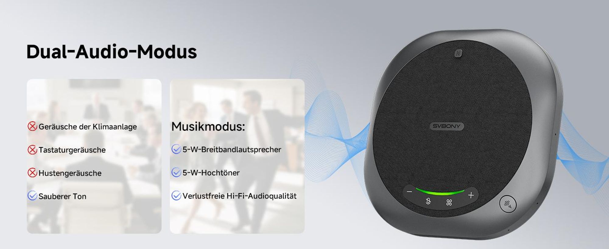 SVBONY SVHub Omni2P Mikrofon und Lautsprecher, Omnidirektionales Mikrofon, AI-Transkription mit Einem klick, 6 AI-Mikrofone, 360°-Sprachaufnahme