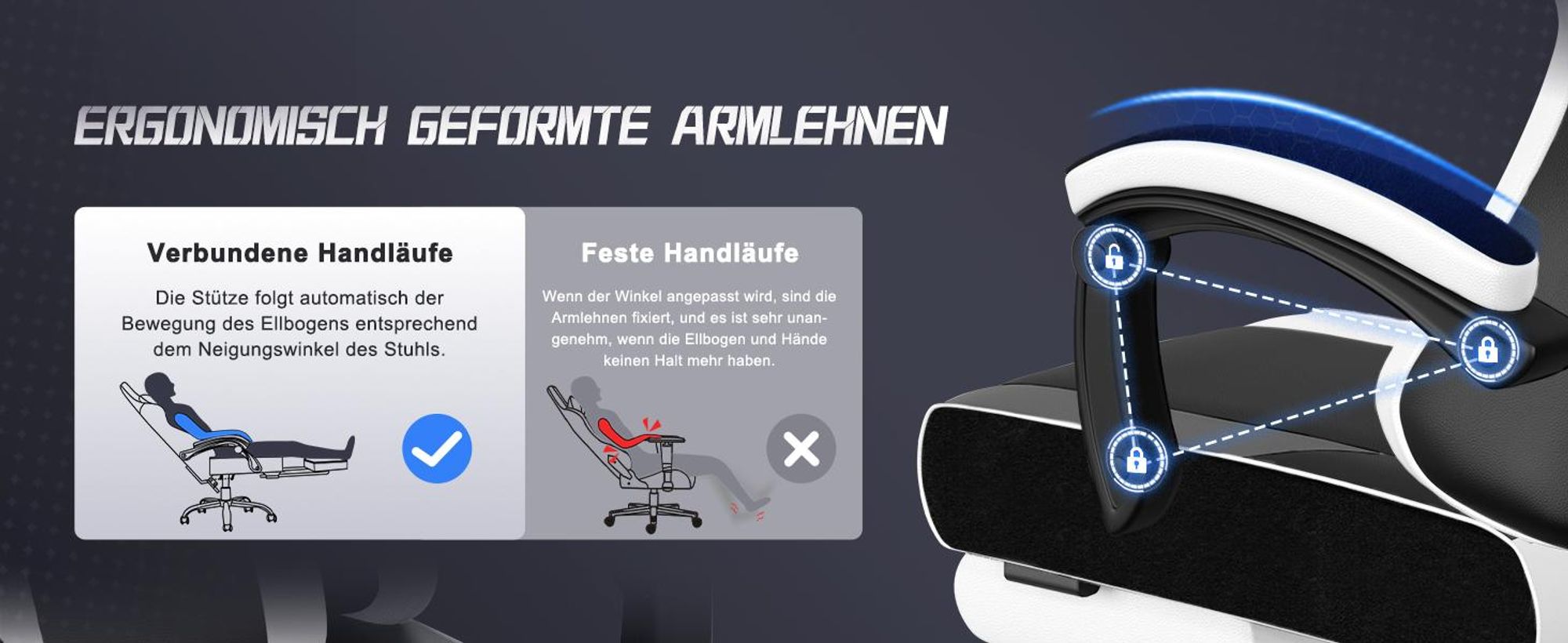 Adormii Gaming Stuhl, Ergonomischer Gaming Sessel, Schreibtischstuhl, Gamingstuhl mit Fußstütze, verstellbare Rückenlehne, Gaming stuhl 150 kg