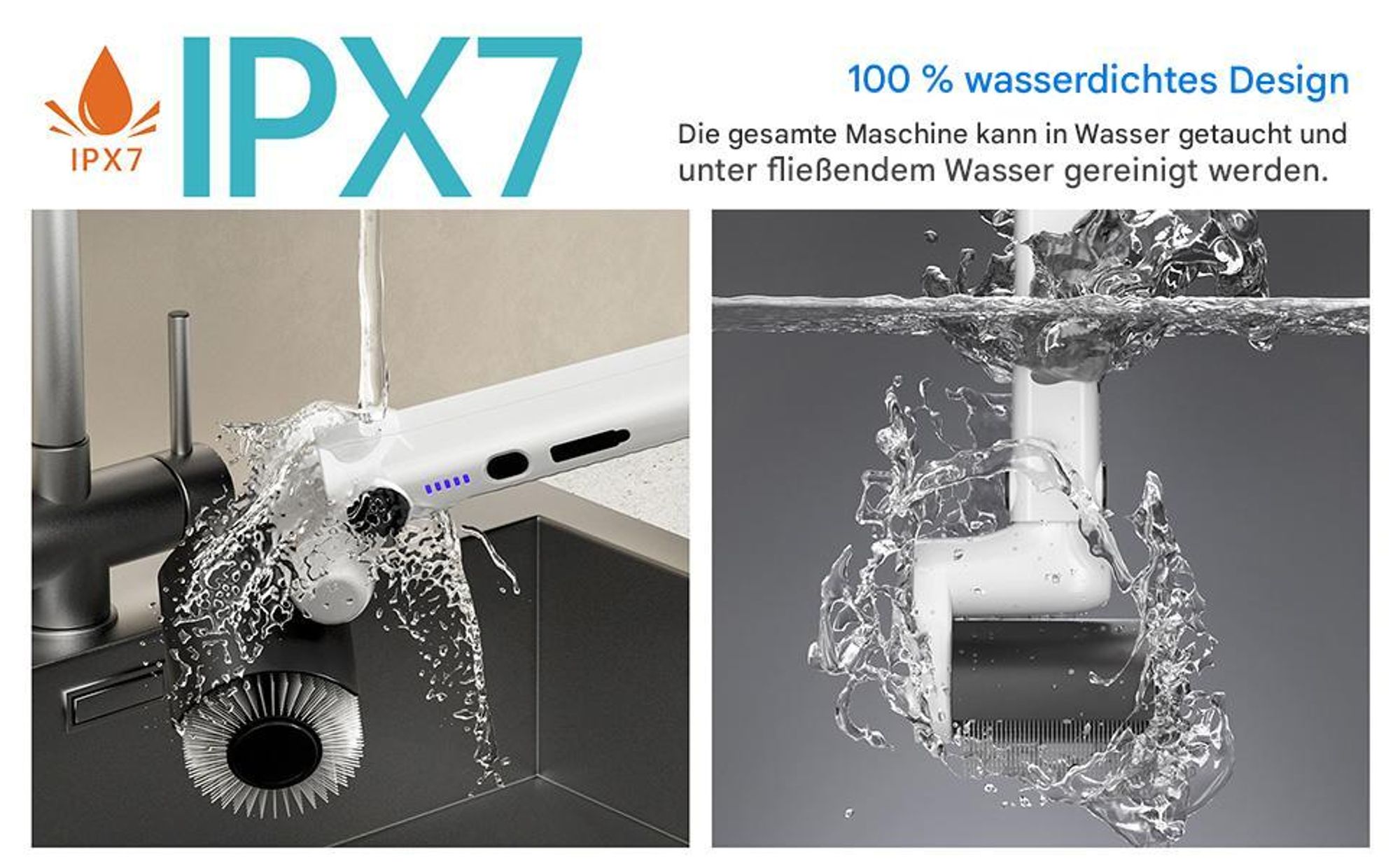 Elektrische Reinigungsbürste mit 4 Aufsätzen – 2 Geschwindigkeiten, wasserdicht (IPX7), kabellos & teleskopierbarer Stiel, für Bad, Küche,Fliesen,Auto