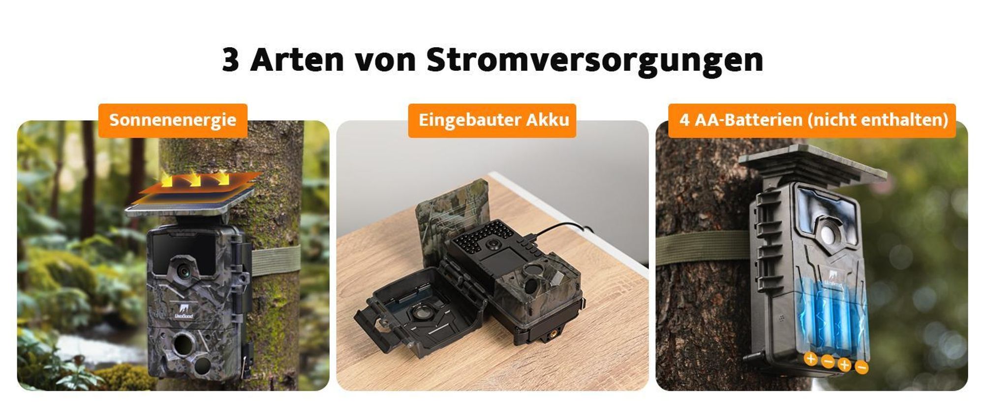 Usogood 4G LTE Wildkamera mit SIM Karte Solar, 2K Video Wildtierkamera mit Handyübertragung APP, GPS, Nachtsicht, 0.2s Auslöser