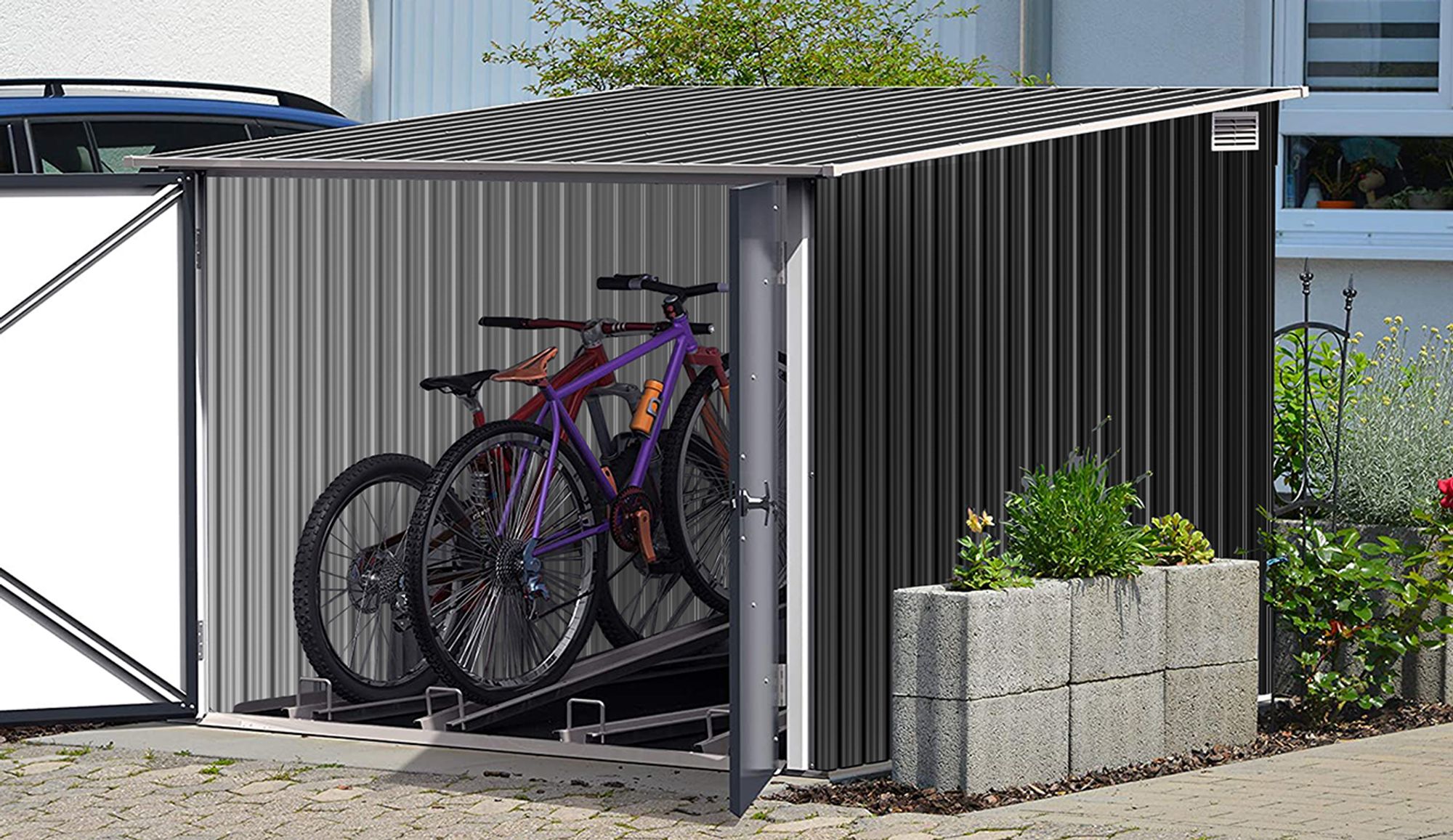 Mondeer 14xTrapezblech 110x46 cm=7 ㎡ Dachblech für Gerätehaus Carport Verzinkt Profilblech Dachblech Wellblech Dachplatten Wandblech Schwarz