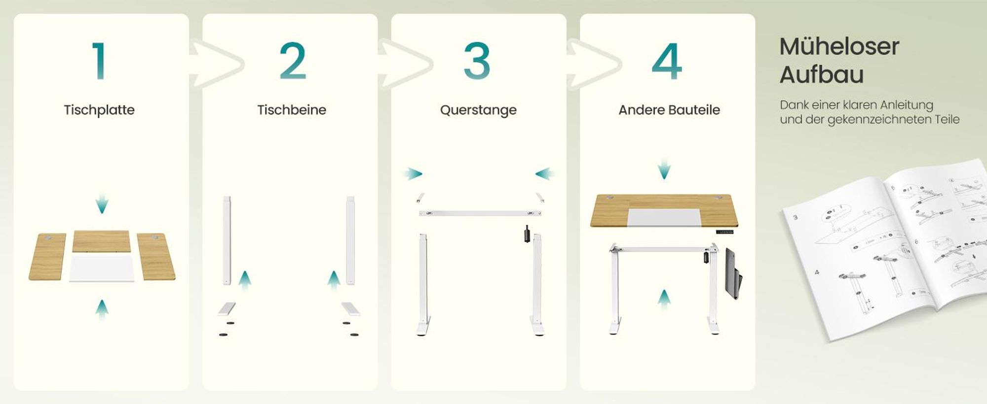 SONGMICS Höhenverstellbarer Schreibtisch elektrisch 120cm, stufenlos verstellbar, Memory-Funktion mit 4 Höhen,  pastellgelb