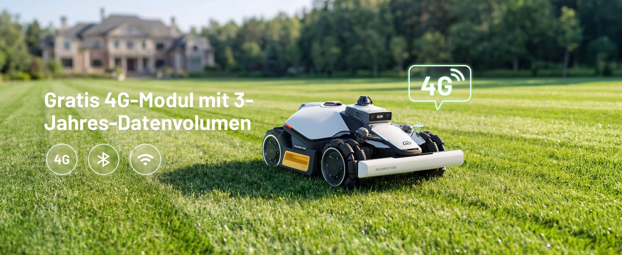 Mähroboter Mammotion LUBA Mini 2 AWD 1500, ohne Kabel, bis zu 1500m², Randmähen, DropMow, Allradantrieb, 80% Steigung, Auto-Kartierung, 4G Moudel, APP