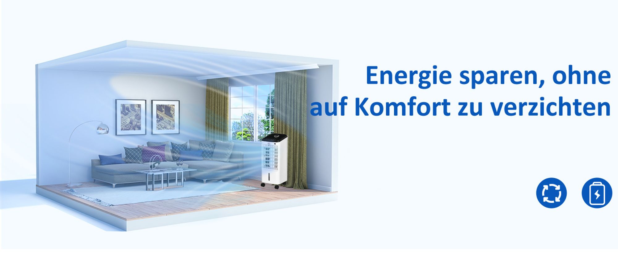 HOMCOM Mobile Luftkühler 3 in 1 Ventilator mit 3 Stufen 60° Oszillation