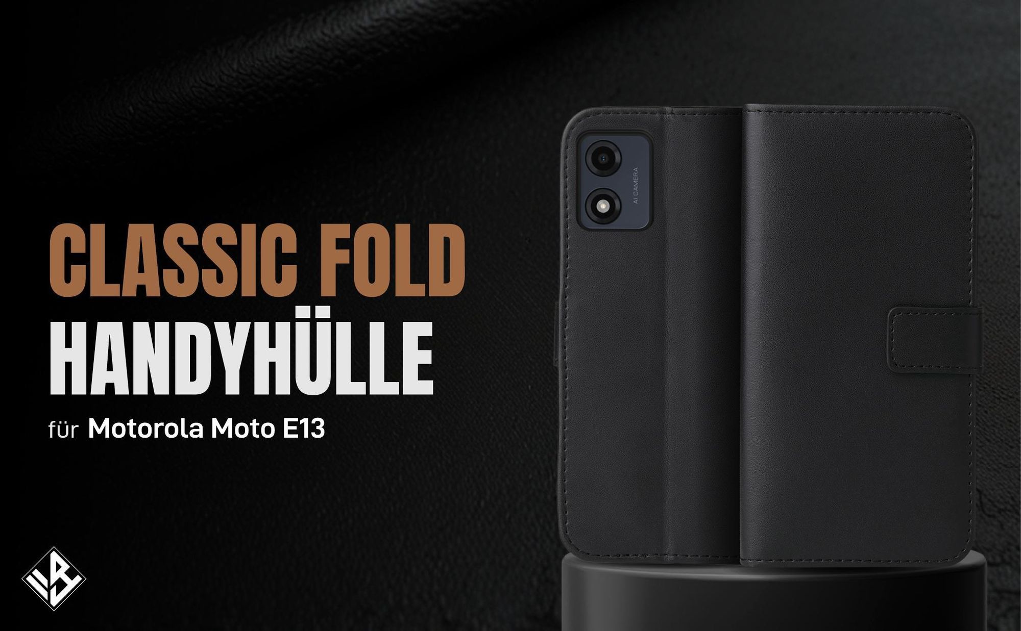 Schwarze Klapphülle für Motorola Moto E13 mit Wallet-Funktion
