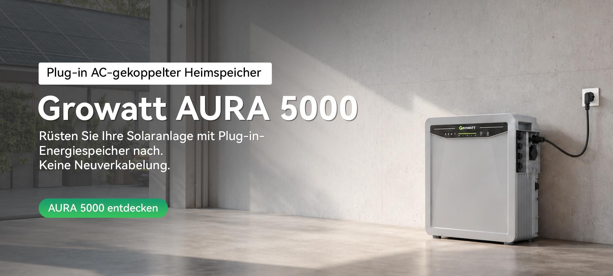 Powerness® Balkonkraftwerk Speicher, 5 kWh Growatt Aura 5000 mit 2300W PV-Eingangsleistung IP66 für Balkonkraftwerk (0% MwSt)