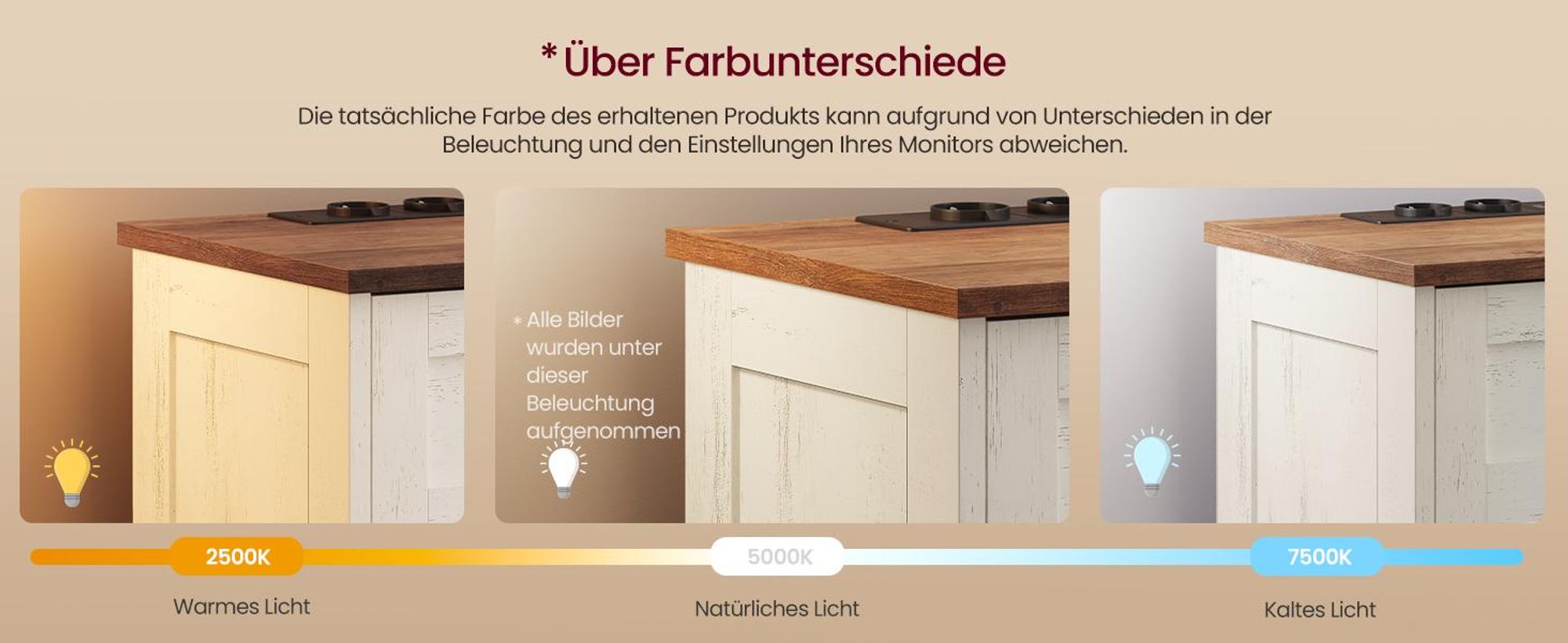 VASAGLE Nachttisch mit Steckdose und 3 Schubladen, 40 x 30 x 59 cm, Weiß und Braun
