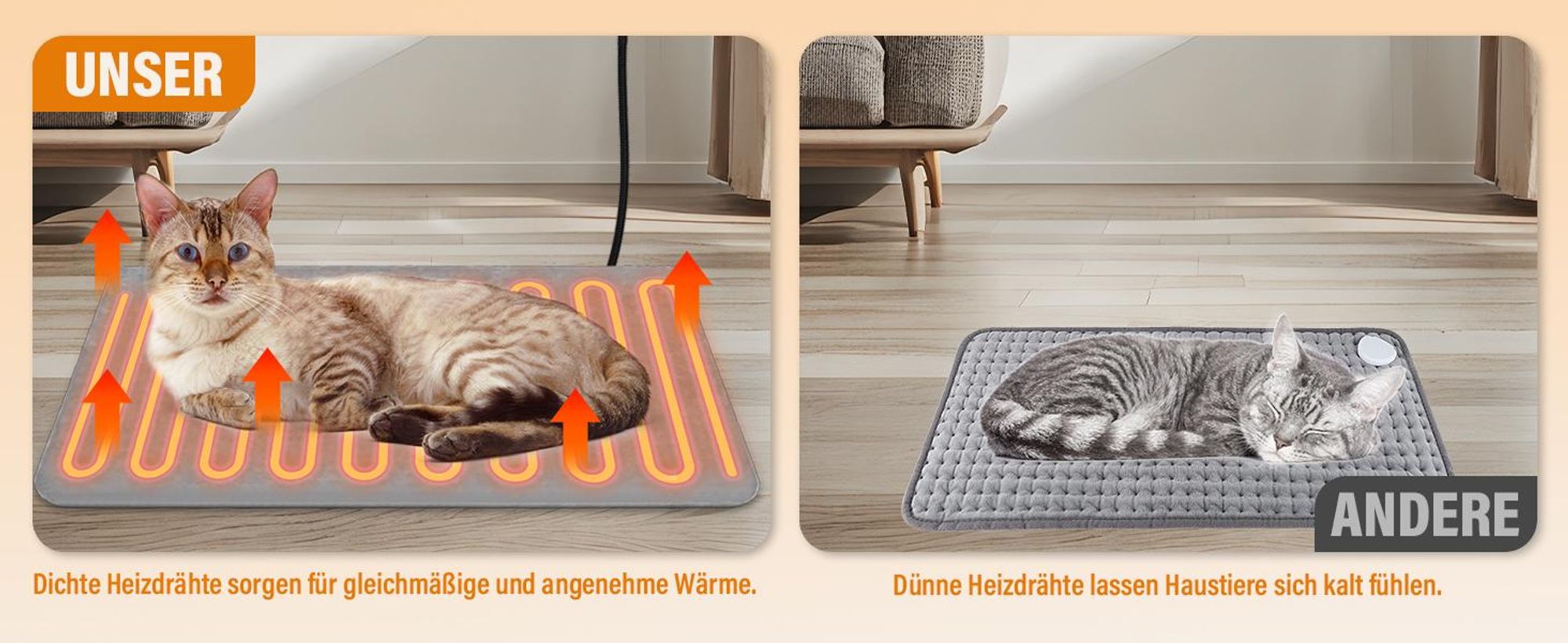 Heizdecke Hund, Heizmatte Katze, Haustier Heizkissen, Wärmematte, Wärmedecke, 9 Temperaturstufen, Waschbar Wärmedecke Elektrisch Hund mit Timer