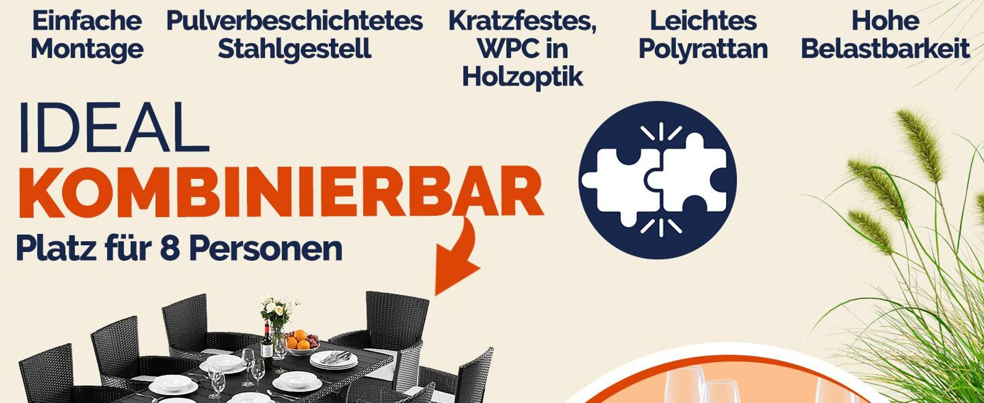 CASARIA® Polyrattan Gartentisch Schwarz 190x90x74cm mit Ablage WPC-Tischplatte Höhenverstellbar Holzoptik Wetterfest Garten Terrasse Esstisch Gartenmöbel