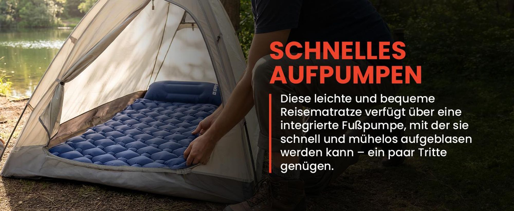 Blaue Selbstaufblasende Isomatte Luftmatratze Camping Schlafmatte ultraleicht