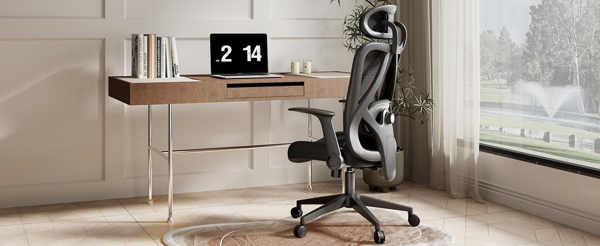 SENSE7 Noxo Ergonomischer Bürostuhl Schreibtischstuhl Schwarz Klappbare Armlehnen Kopfstütze Netzrücken Chefsessel Homeoffice Wippfunktion 150 kg
