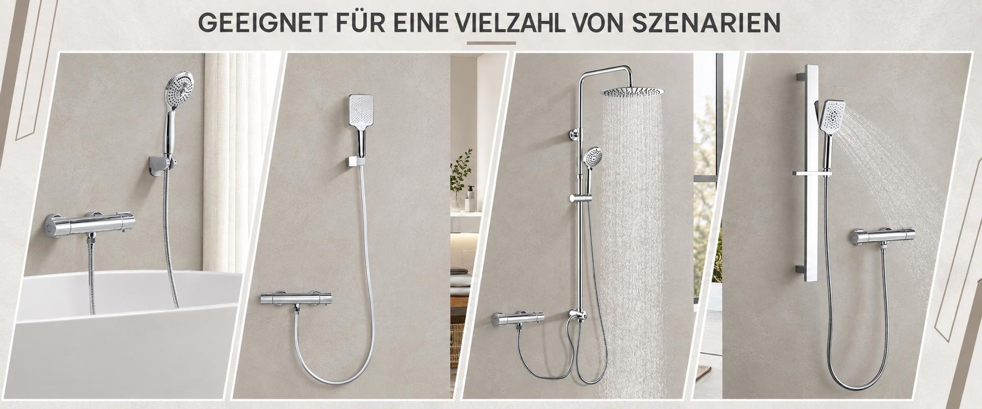Duscharmatur mit Thermostat Chrom Mischbatterie Dusche mit 38°C Sicherheitstaste Duschthermostat Armatur Edelstahl Duscharmaturen Brausethermostat