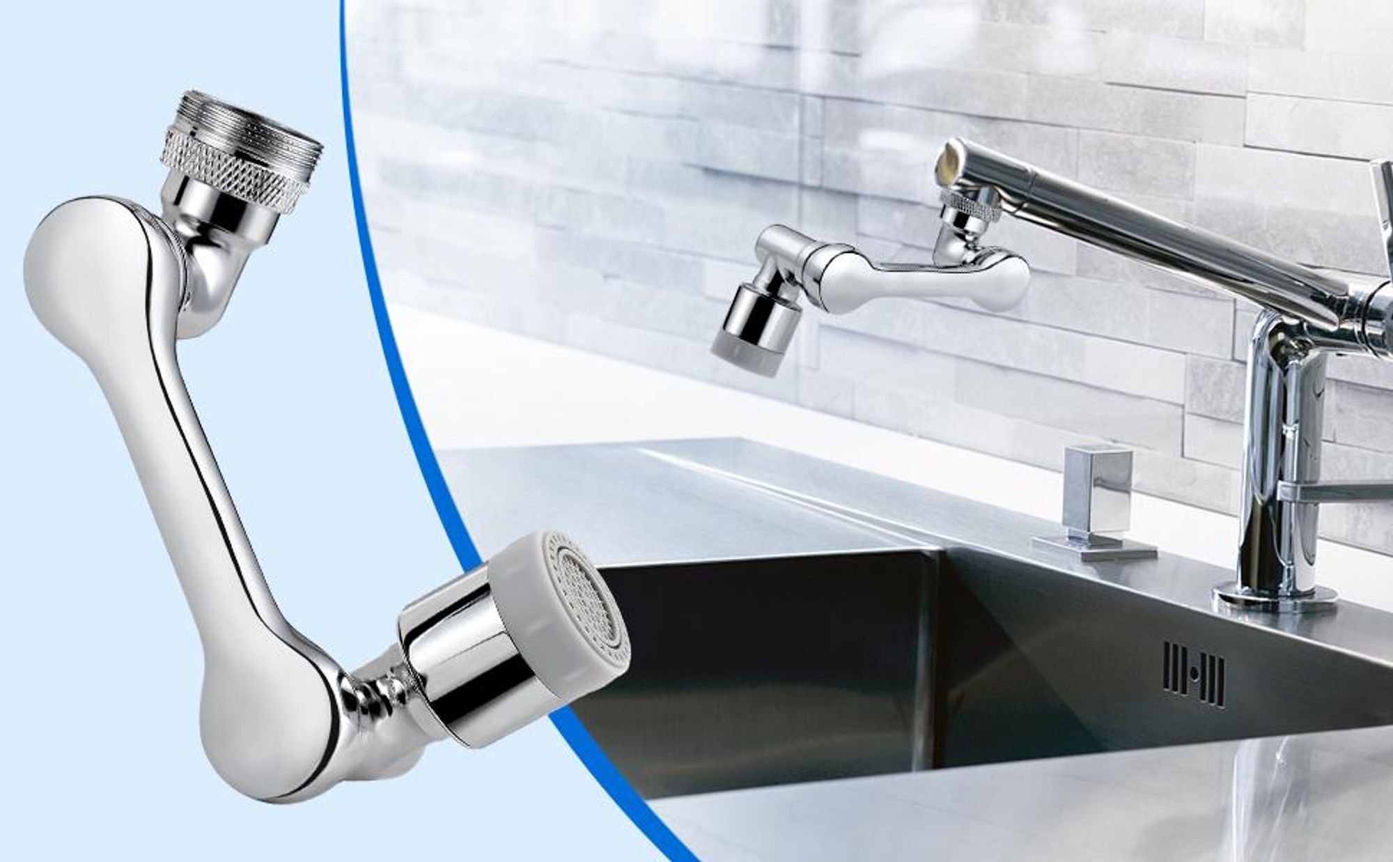 Bad Wasserhahn Aufsatz, 1080 Grad Wasserhahn, Drehbarer Wasserhahn Verlängerung, Multifunktionaler Verlängerungshahn Rotierender