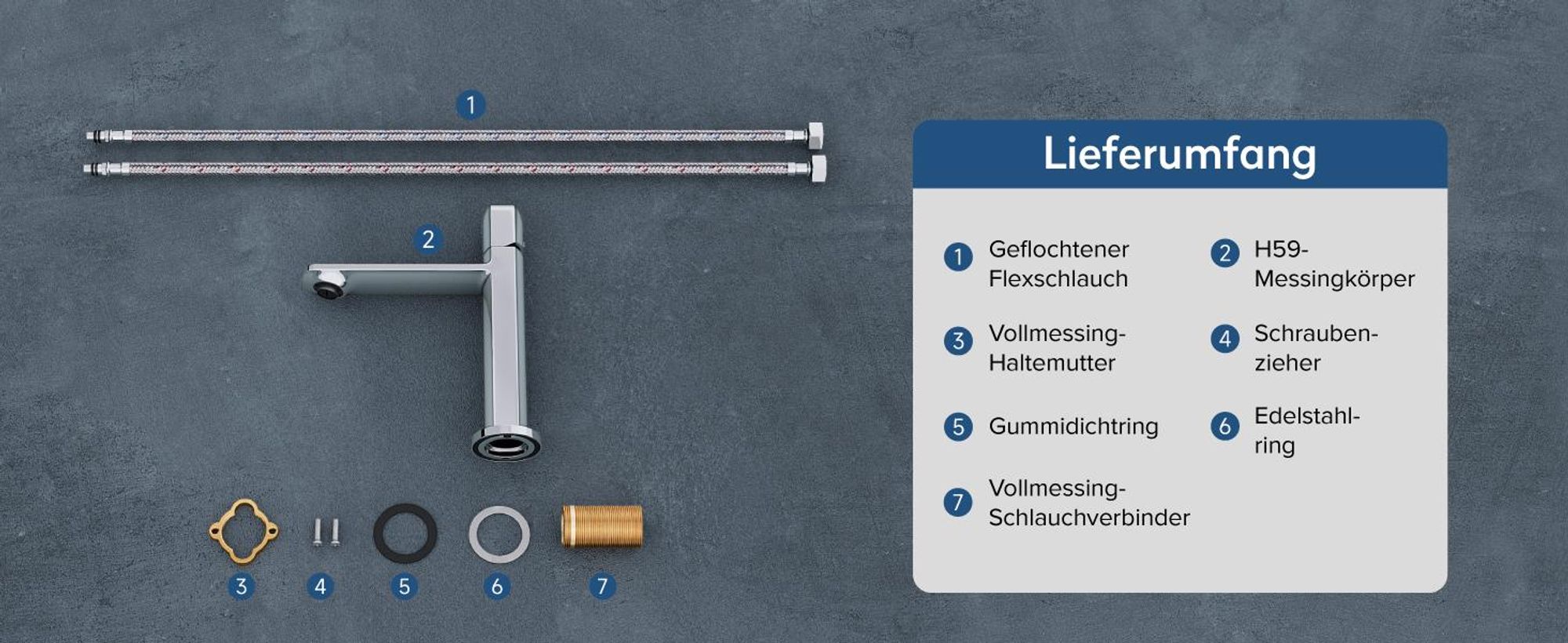 doporro Wasserhahn Bad Waschtischarmatur mit Auslaufhöhe 131mm Vollmessing-Körper Mischbatterie für Waschbecken Armaturen Badarmatur Silber 1190
