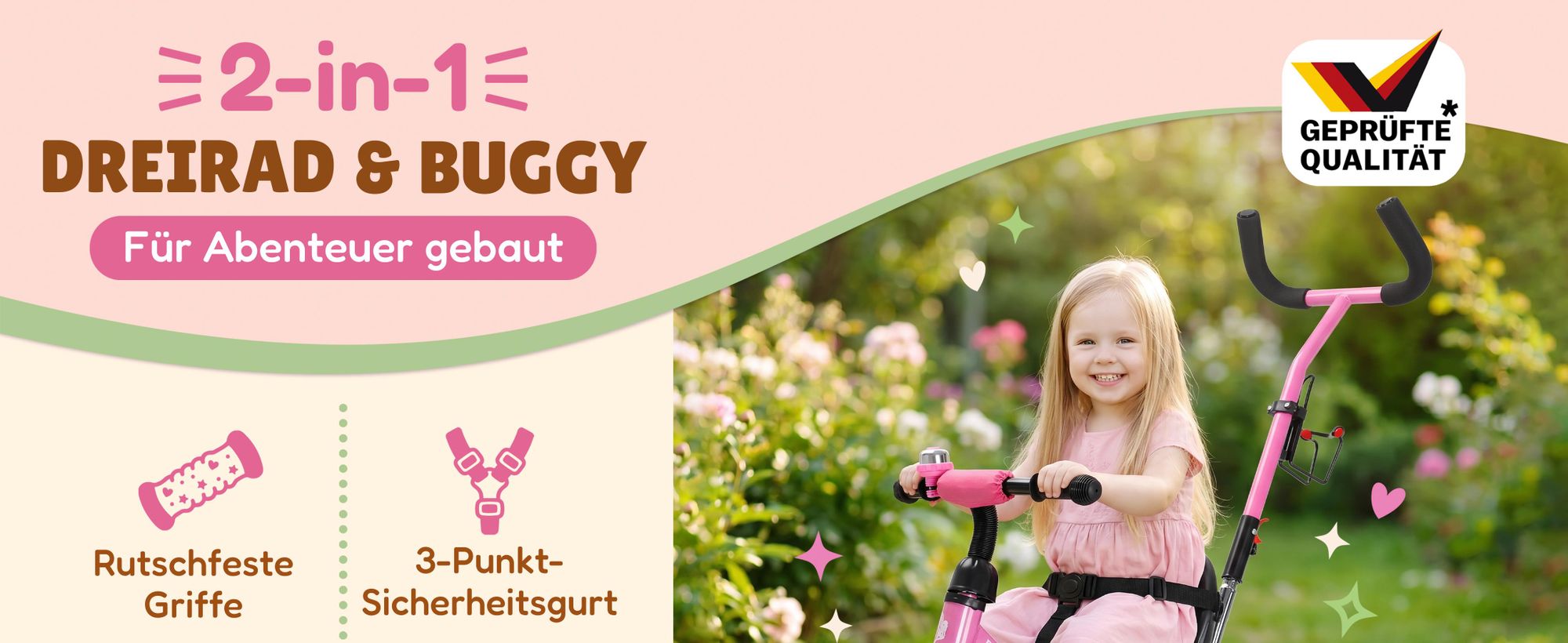 SPIELWERK Dreirad ab 1 Jahr Rosa