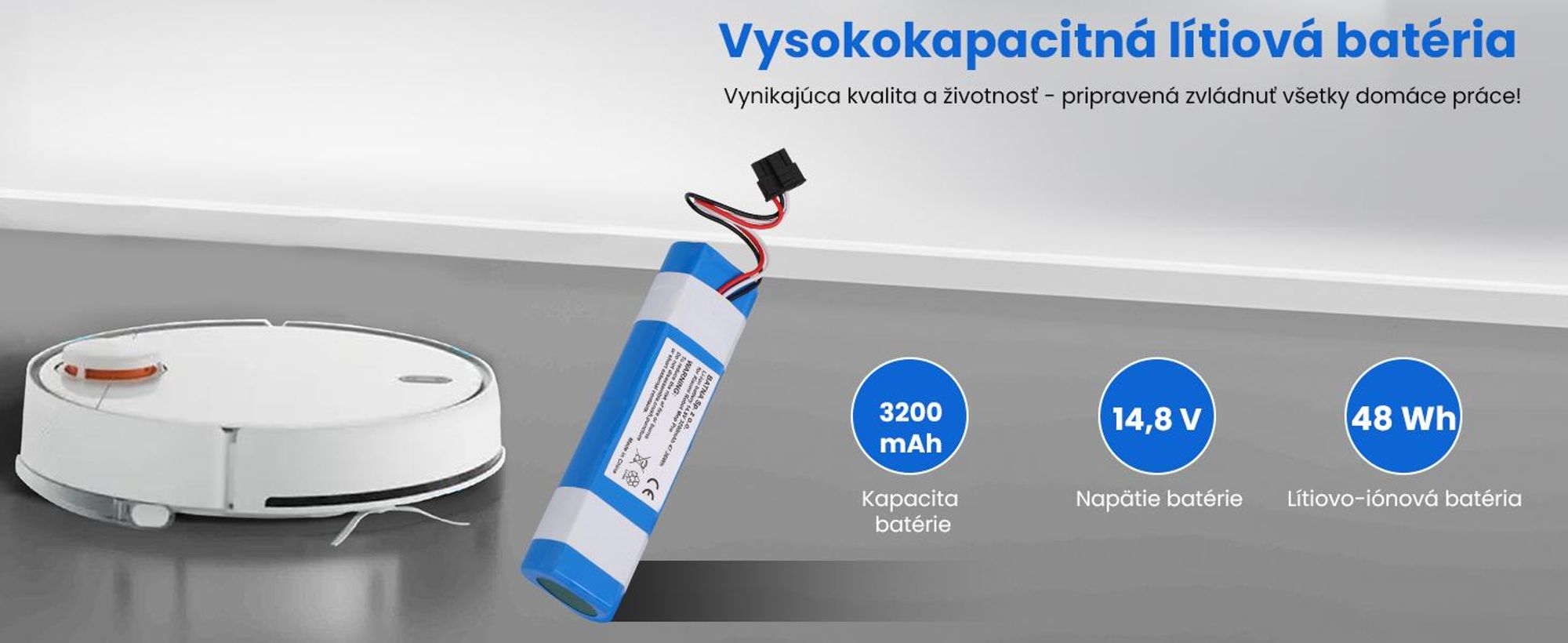 Extralink, náhradná batéria kompatibilná s robotom Xiaomi Mop Pro INR18650 MA1-4S1P-SC, dobíjacia batéria, 3200 mAh, 47,36 Wh, batéria pre čistiaceho robota, dobíjacia, náhradná batéria