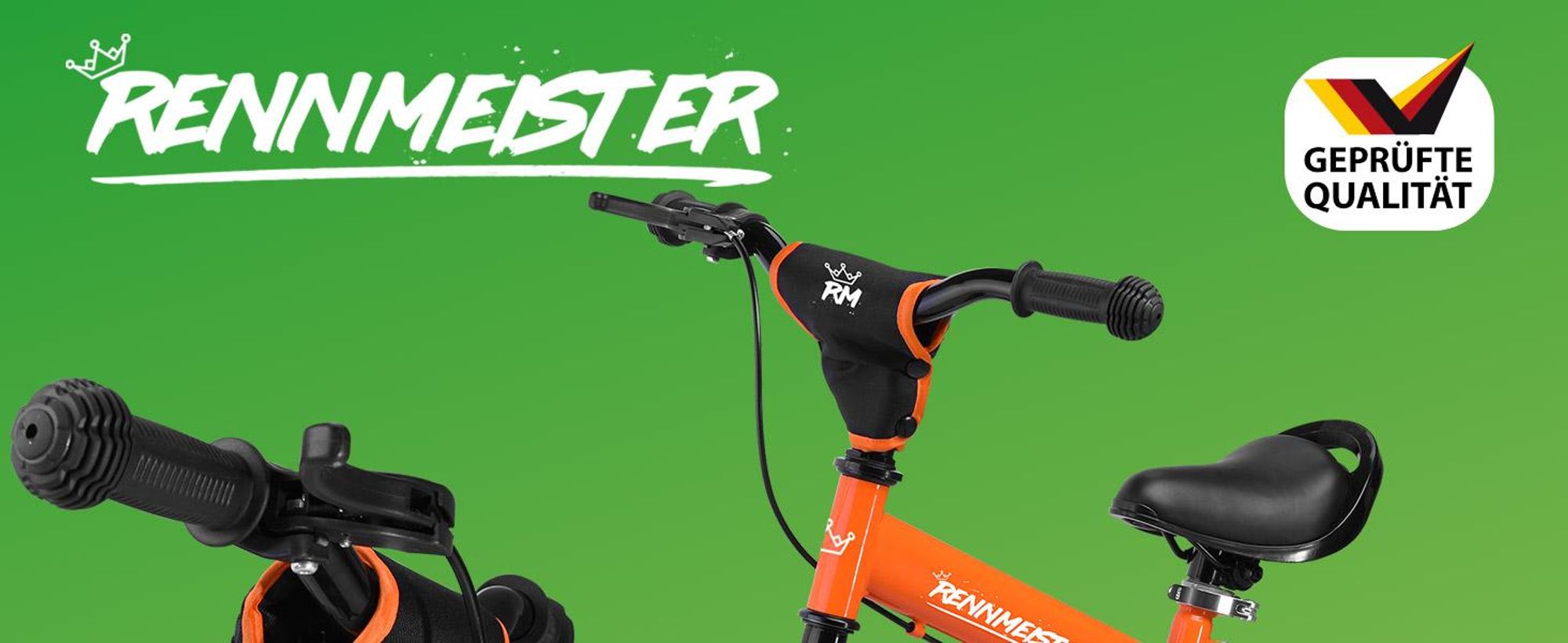 RENNMEISTER Kinderlaufrad mit Bremse Orange