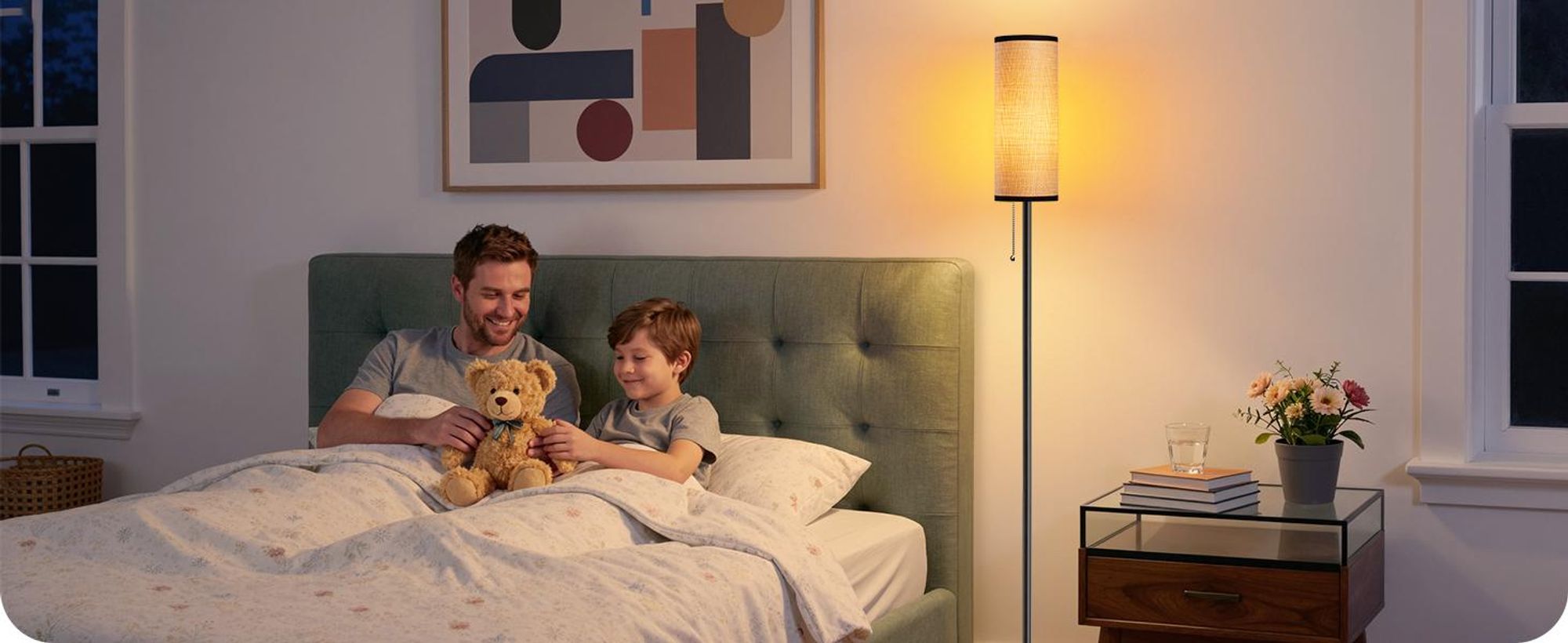 EDISHINE Stehlampe Wohnzimmer, Moderne Stehleuchte Schwarz mit geflochtenem Seil-Lampenschirm & Marmorsockel,inkl. 6W LED-Lampe